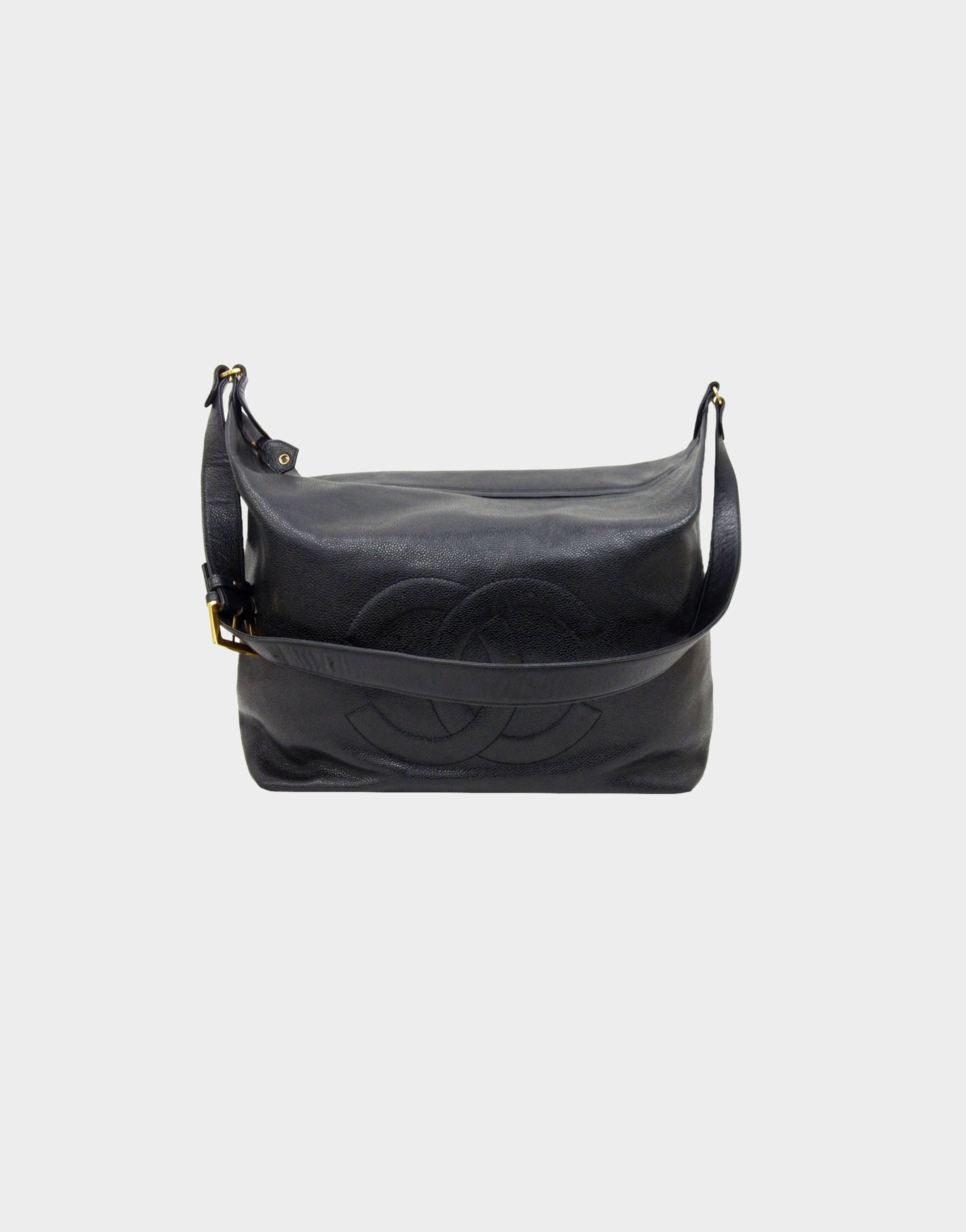 Vintage CHANEL Y2K Olsen Tote Bag / Double CC Logo / Leather