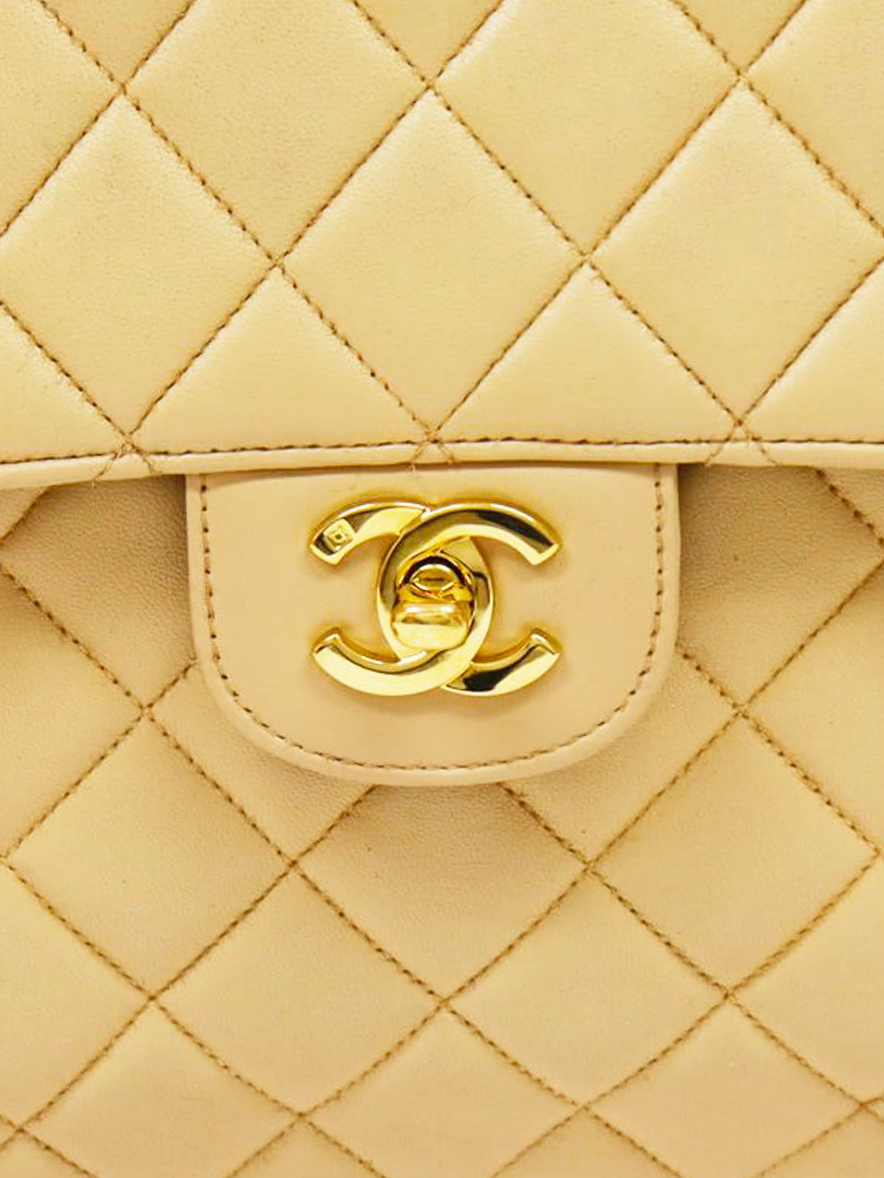 CHANEL Vintage Classic Double Flap Bag Quilted Lambskin Brown 25