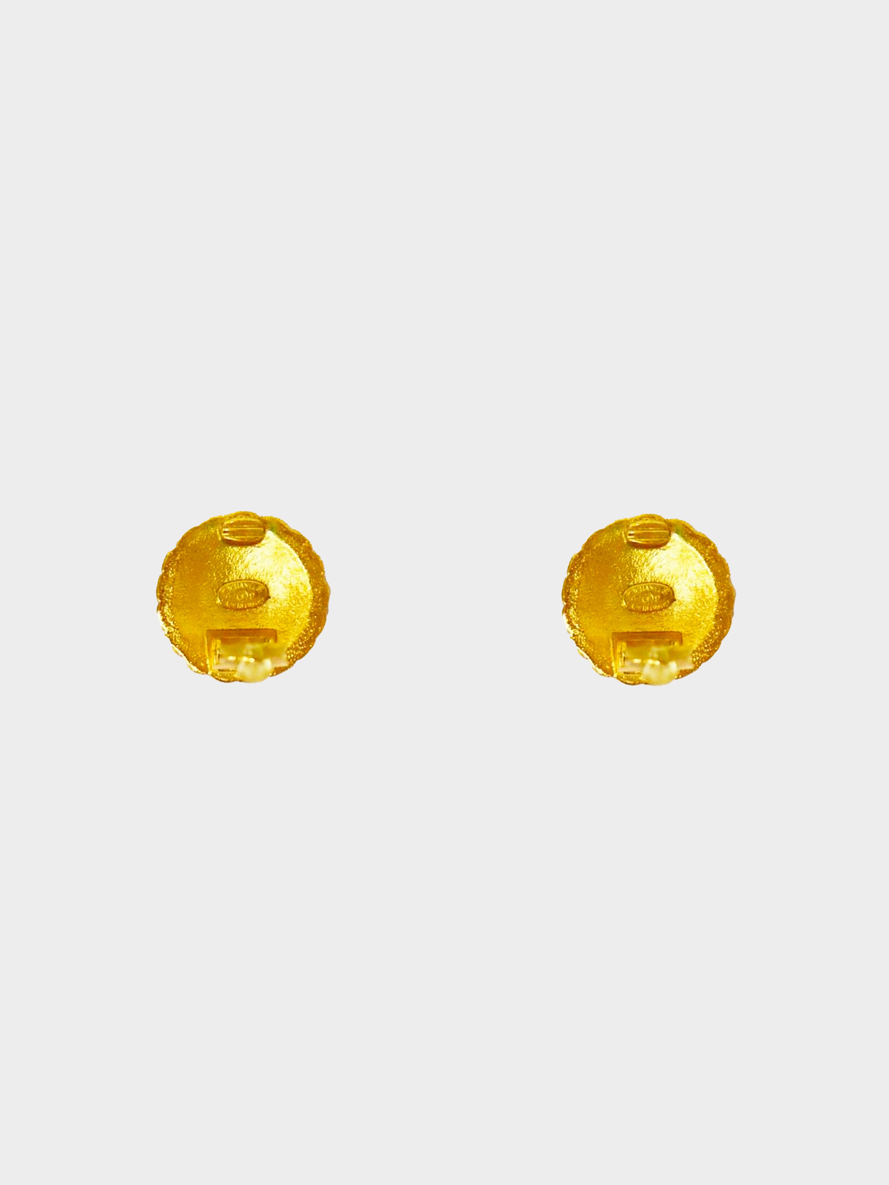 Chanel 1997 Gold Scalloped CC Earrings