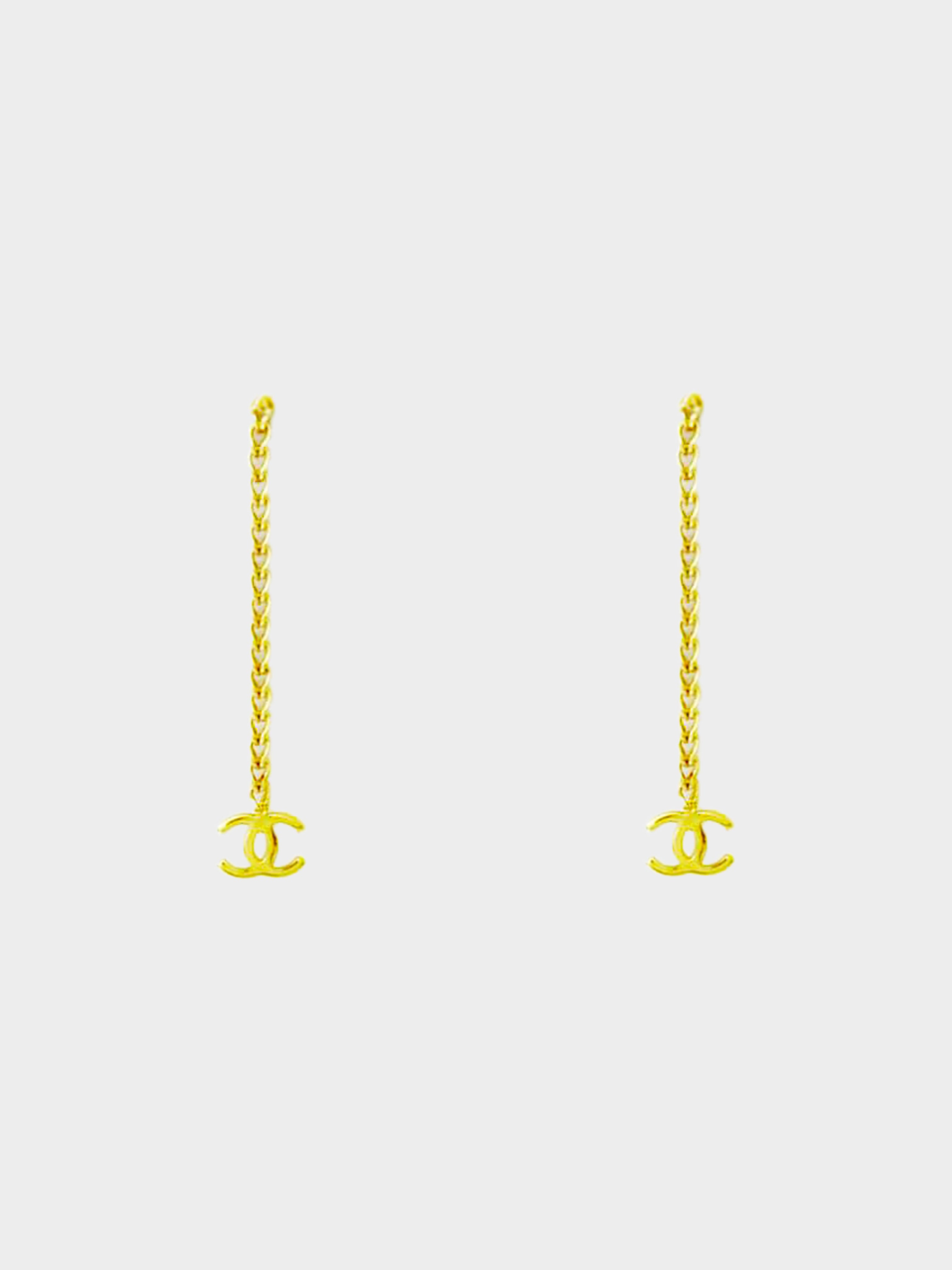 Chanel 2000s COCO Chain Hanging Earrings · INTO