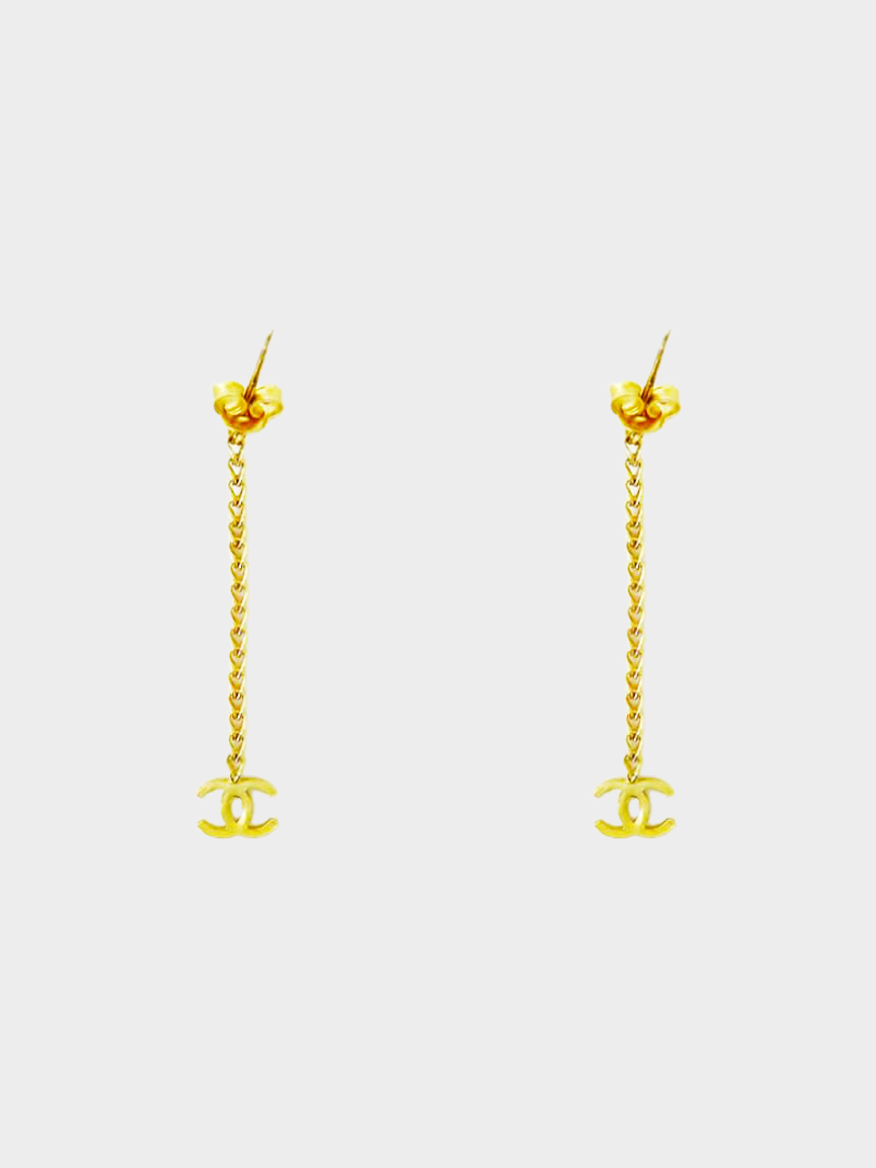 Chanel 2000s COCO Chain Hanging Earrings · INTO
