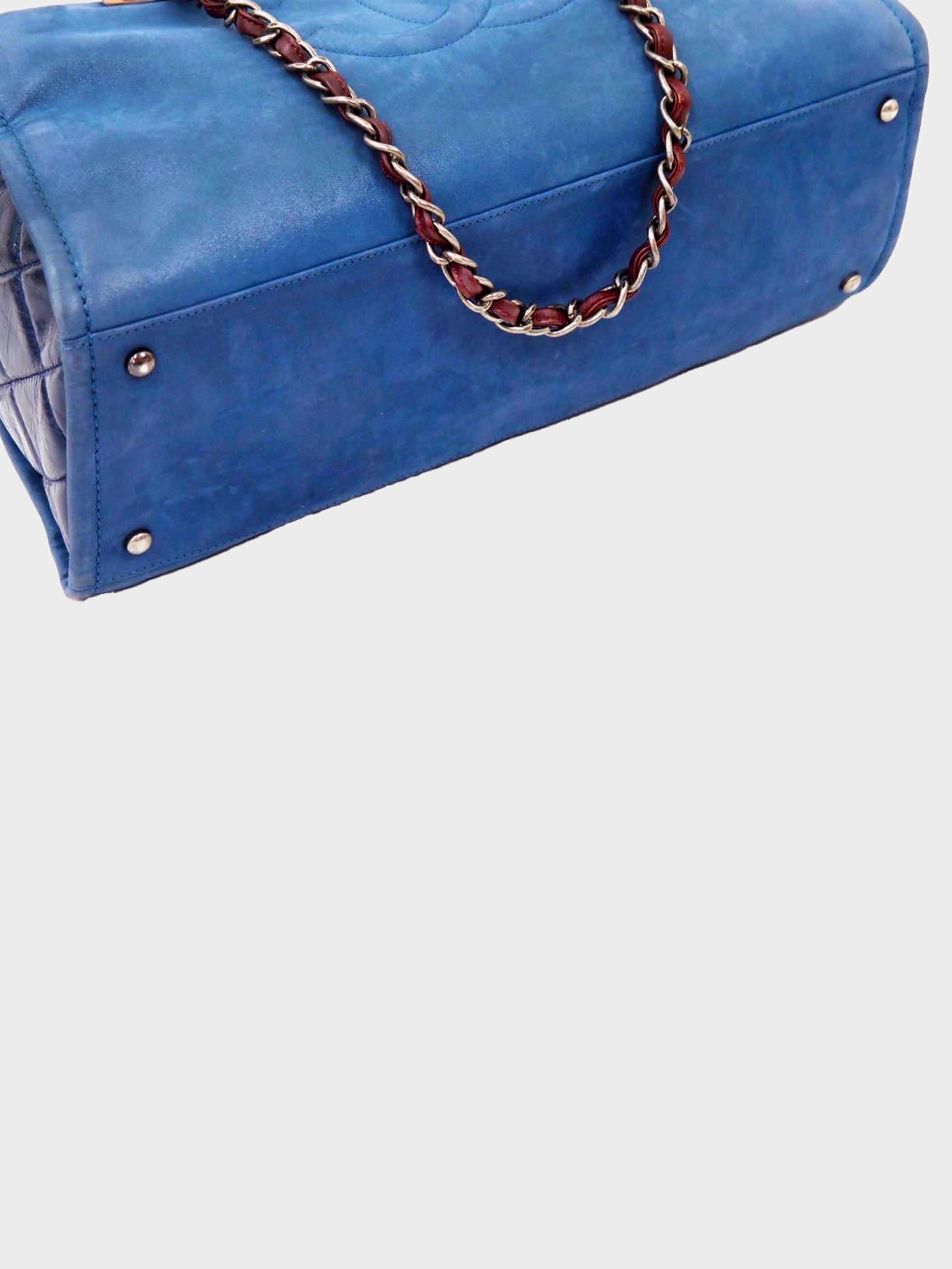Chanel 2011 Blue Shiny Calfskin Bowler Bag · INTO