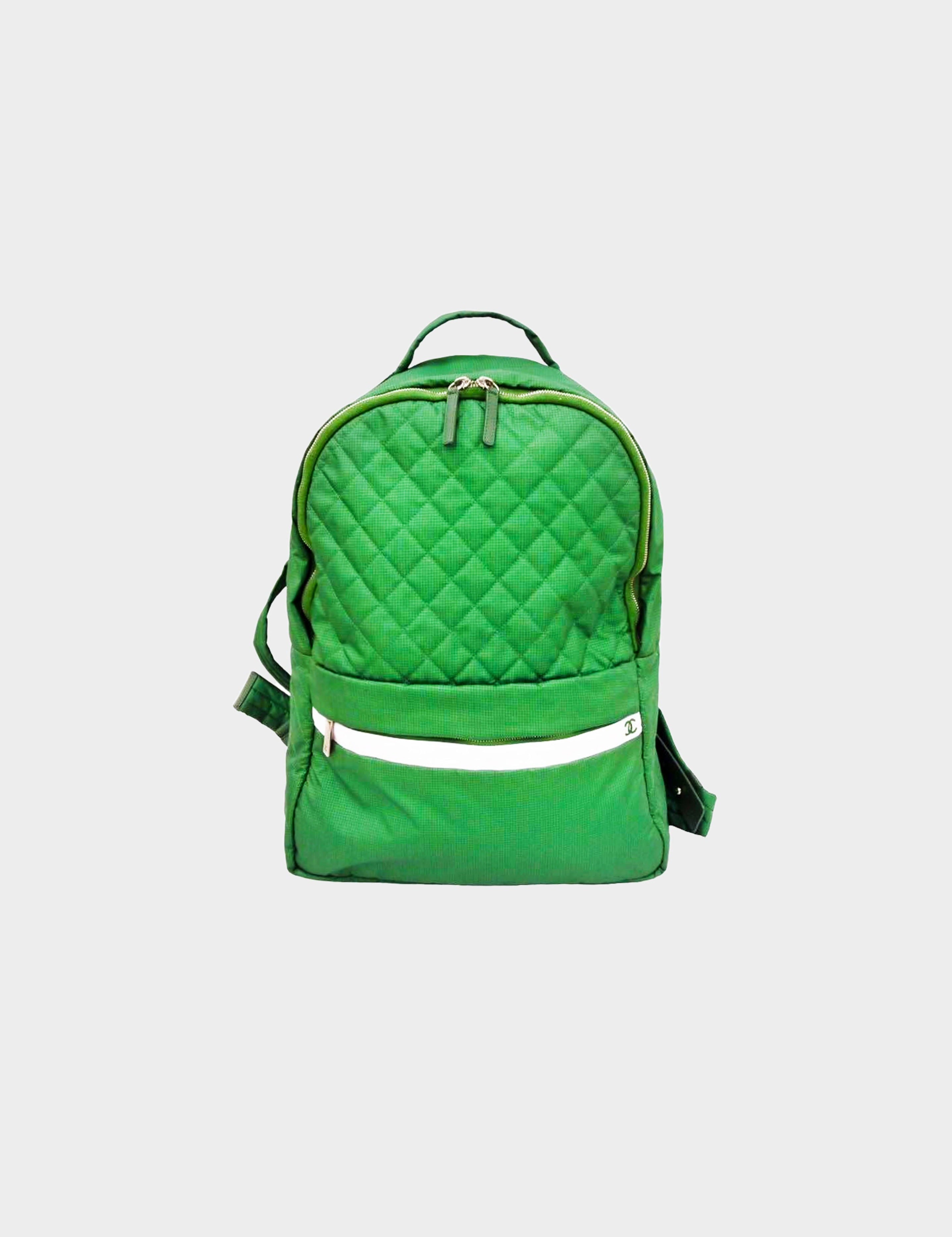 Chanel 2014-2015 Green Nylon Backpack · INTO
