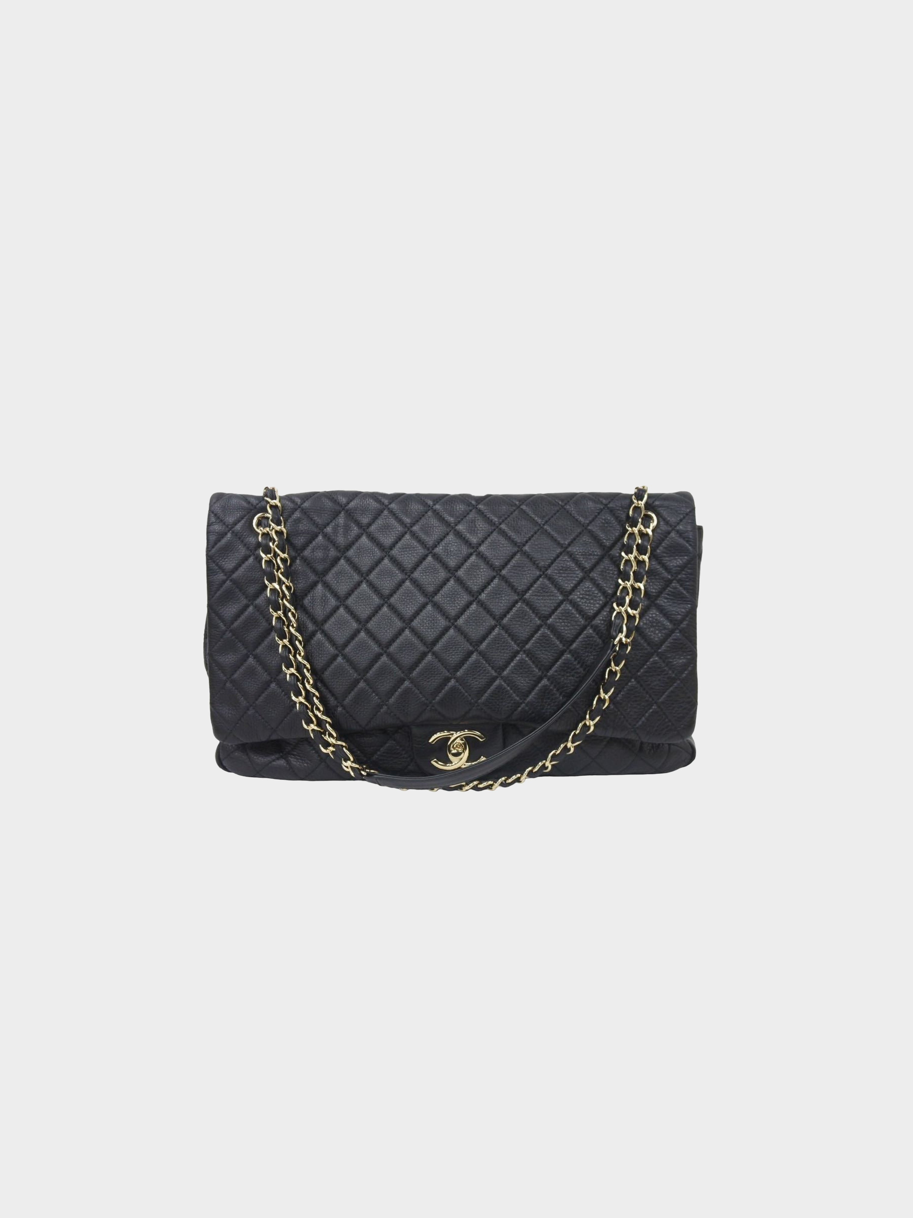 Flap bag with top handle, Lambskin, black — Fashion | CHANEL