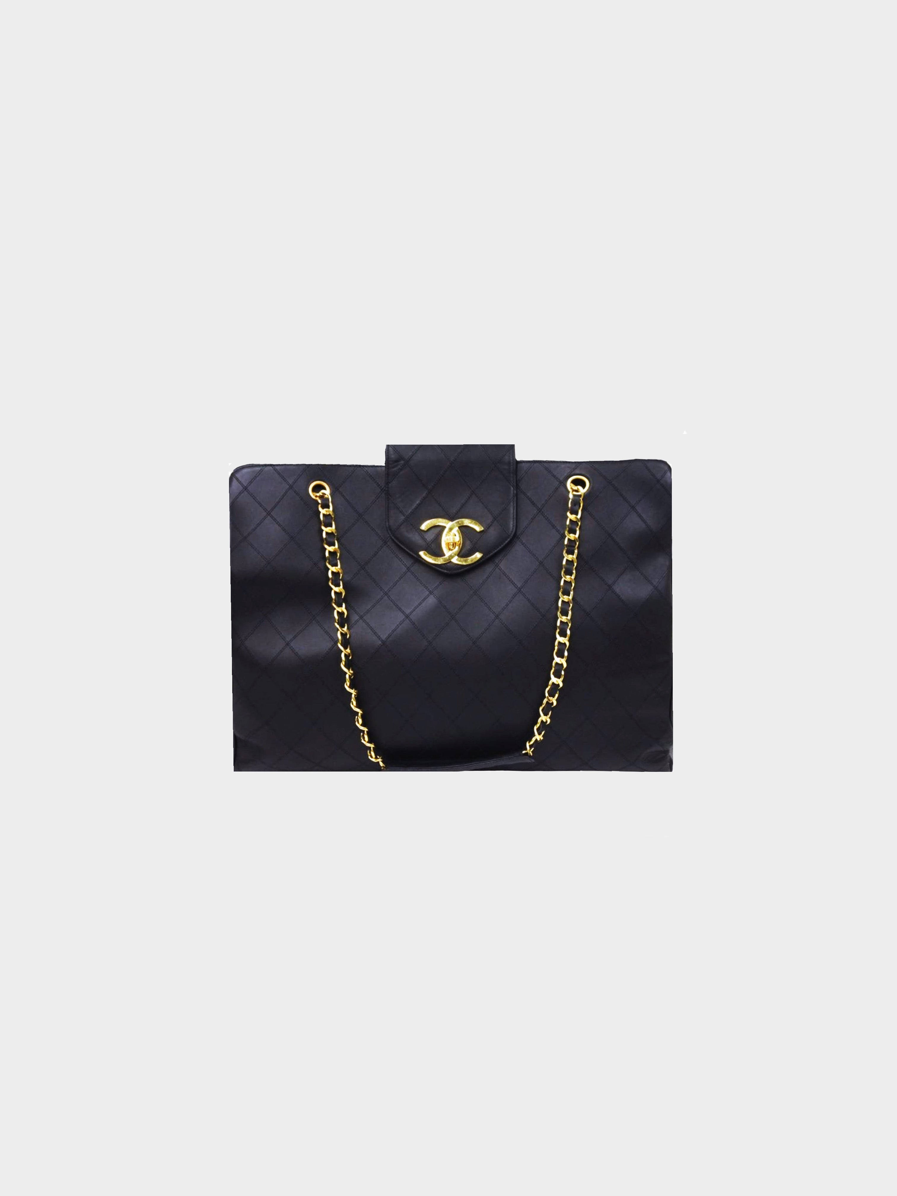 Chanel 2020 Black Lambskin Weekender Bag