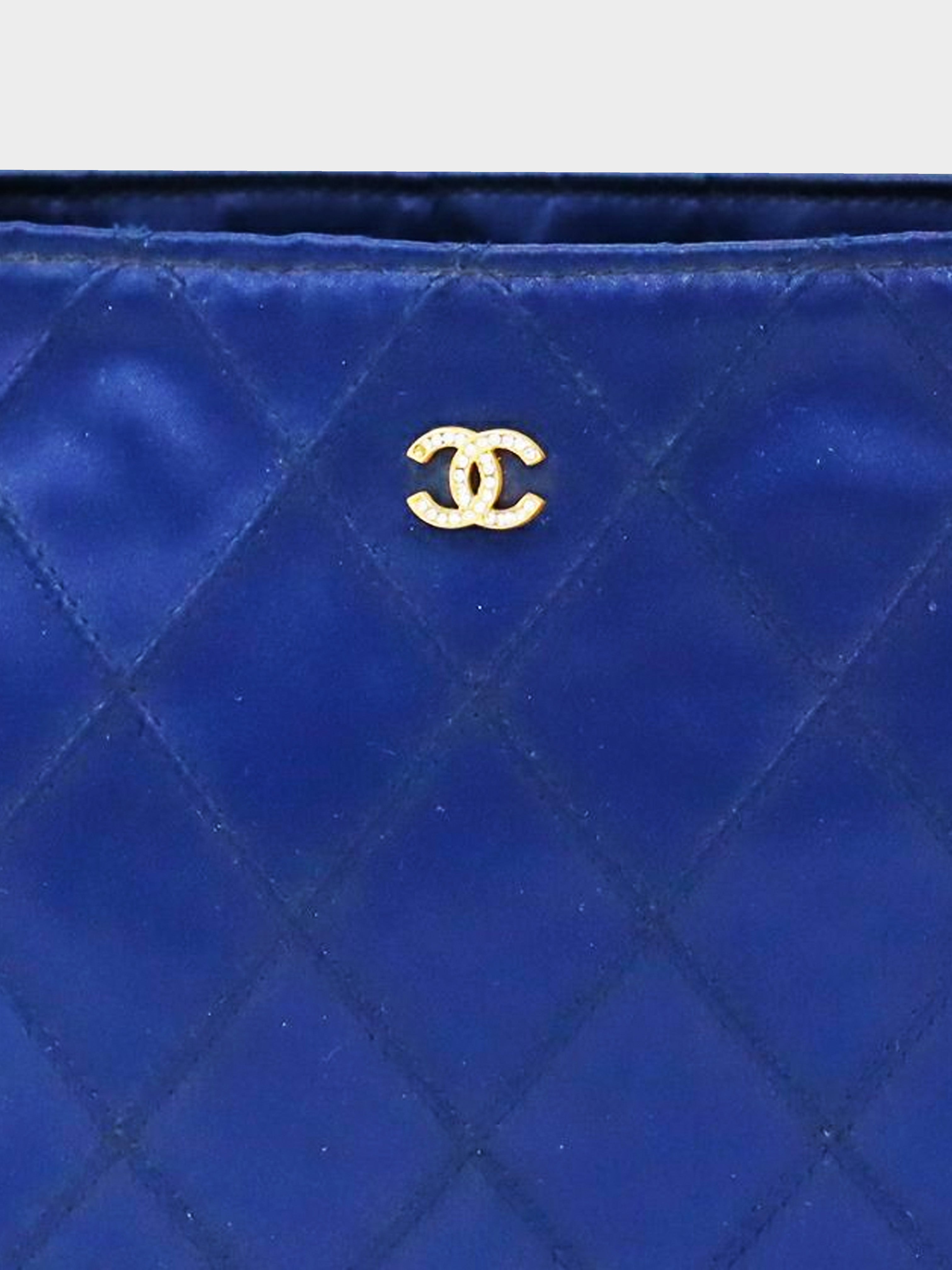 Chanel Late 1980s Cobalt Blue Satin Handbag