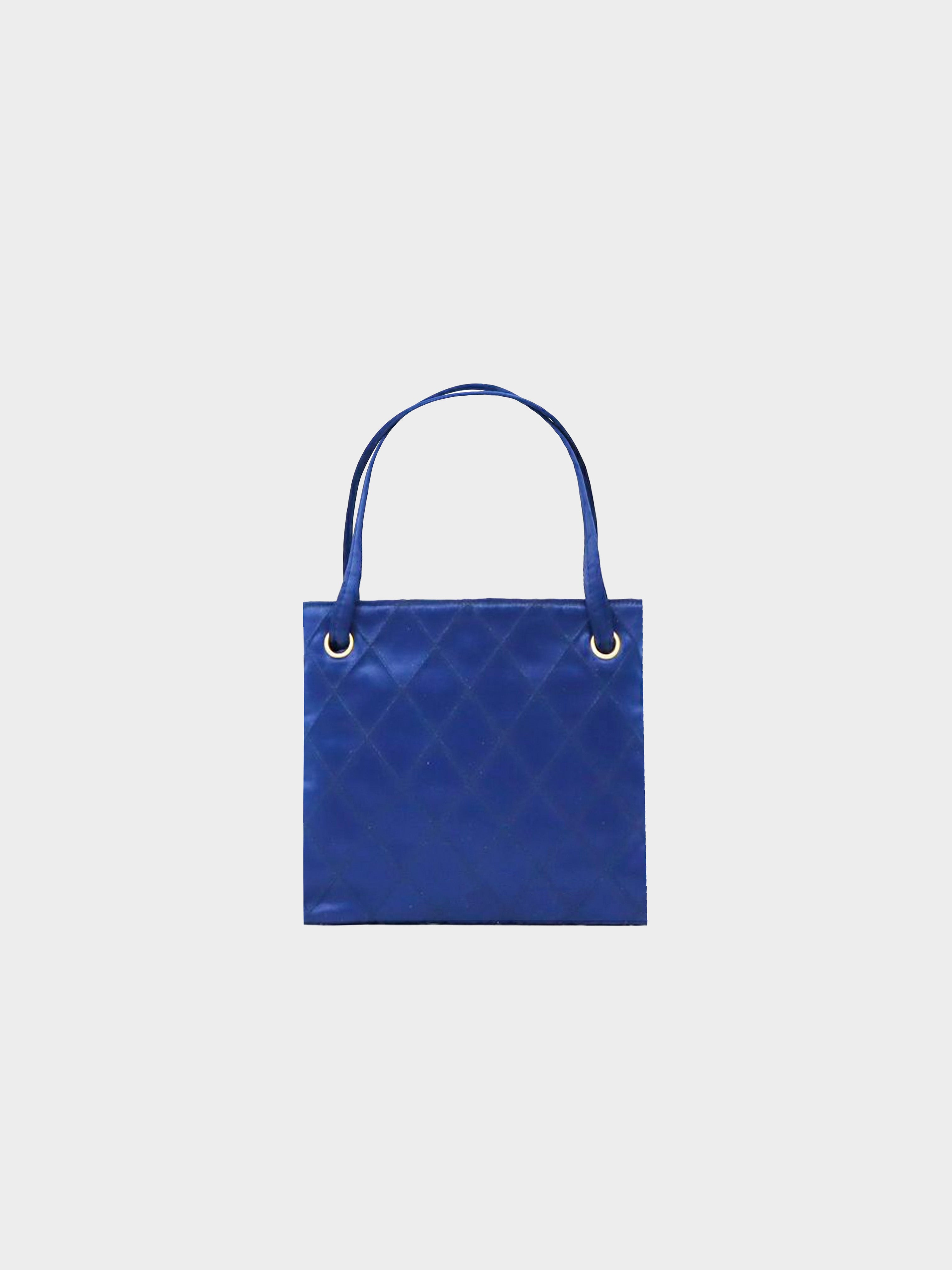 Chanel Late 1980s Cobalt Blue Satin Handbag
