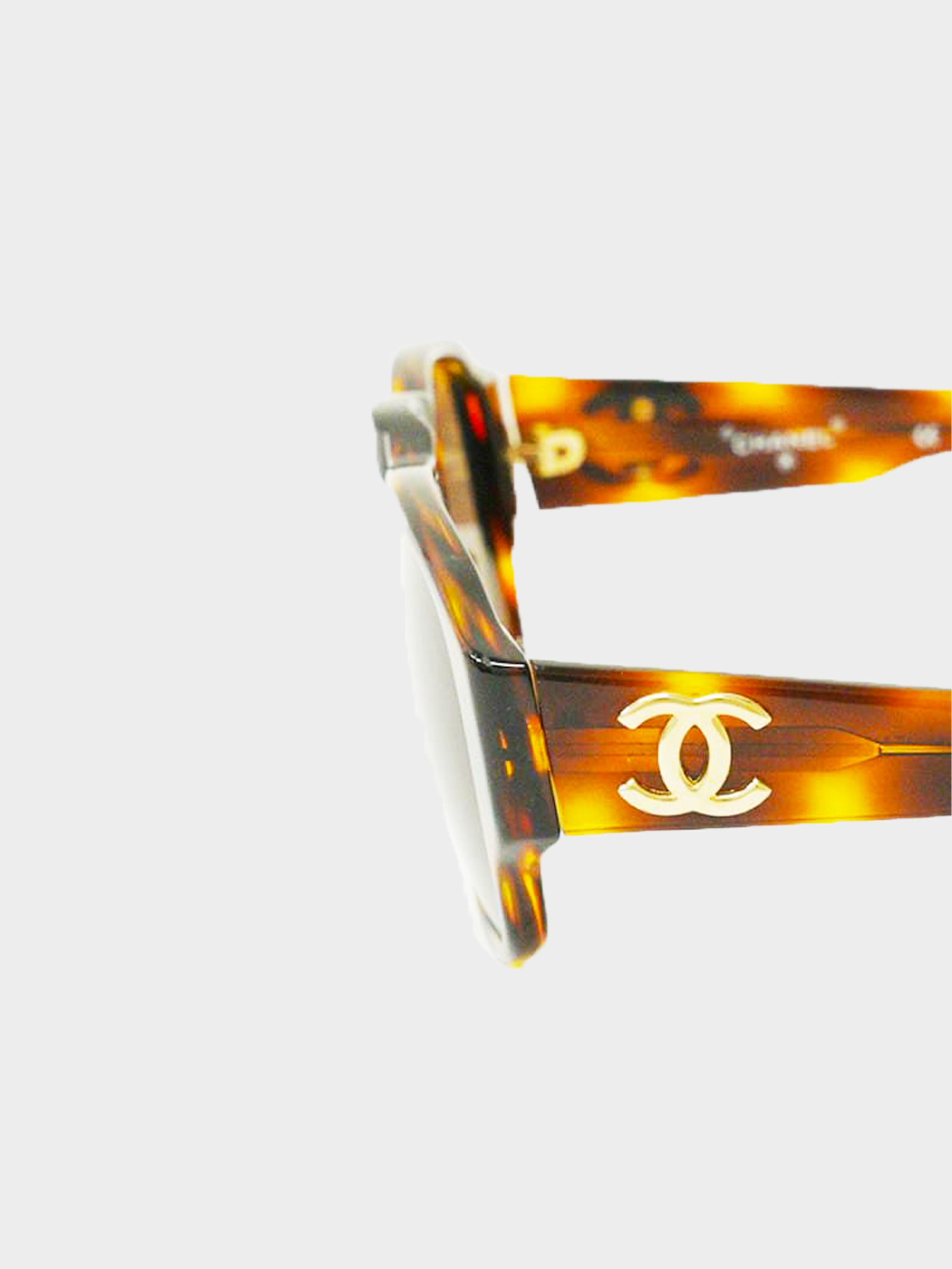 Chanel 2010s CC Tortoise Shell Sunglasses