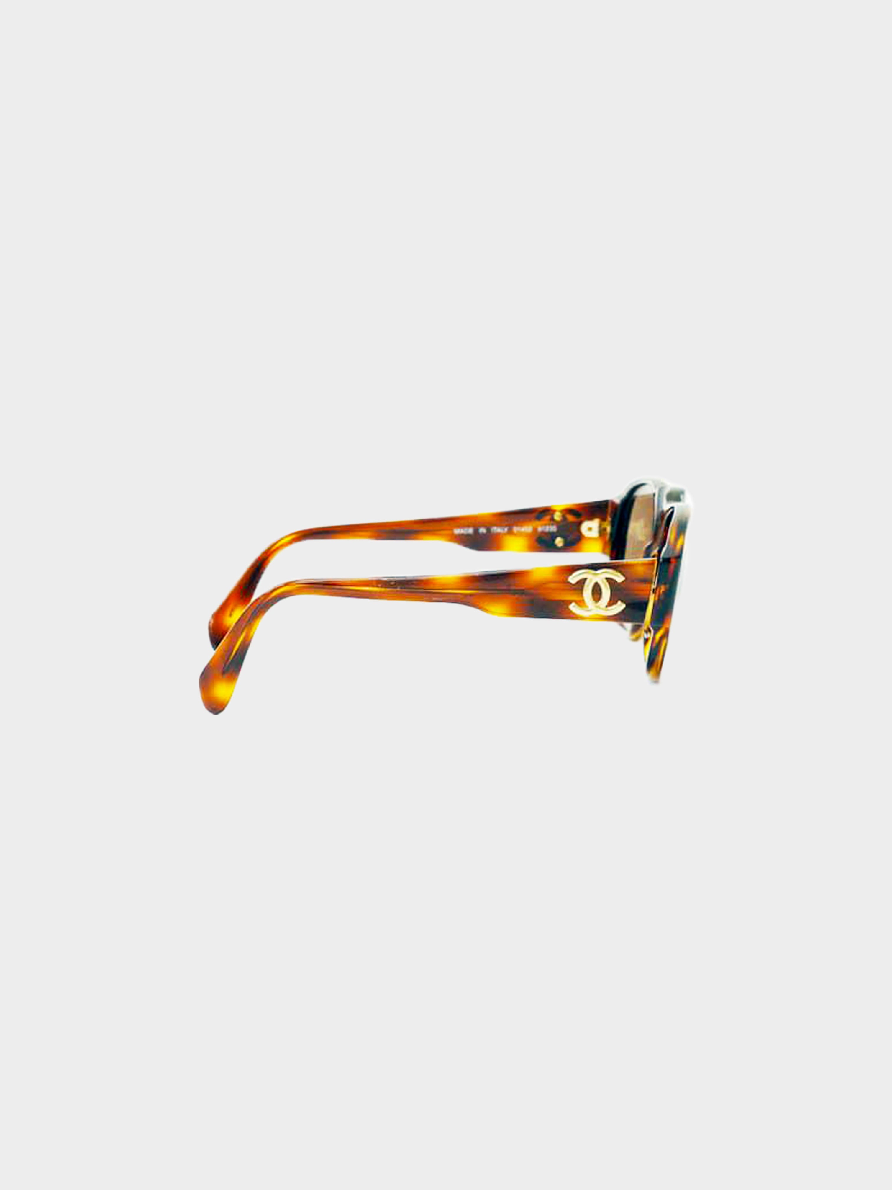 Chanel 2010s CC Tortoise Shell Sunglasses