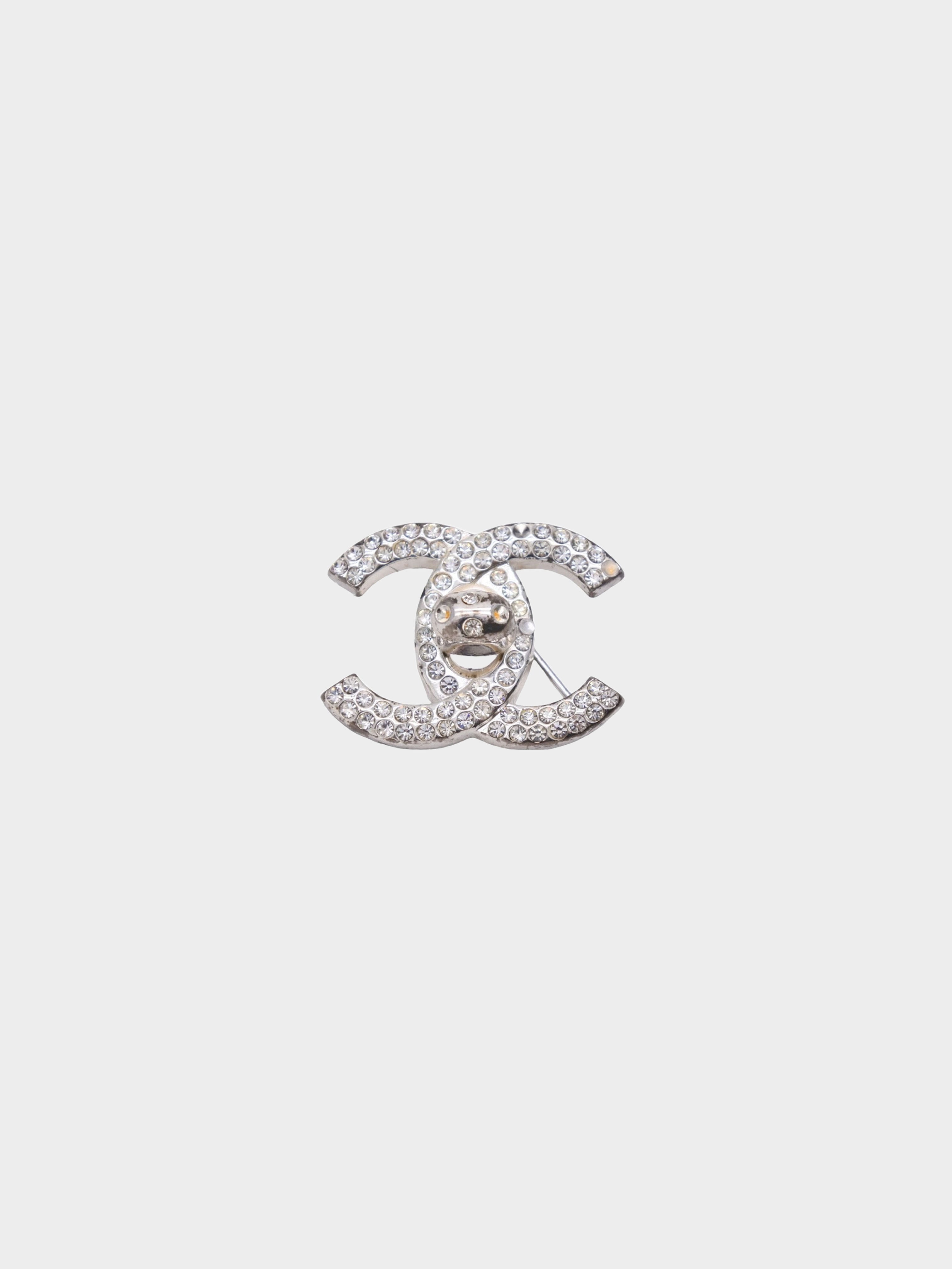 Chanel Fall 1996 Rhinestone Turn Lock Brooch