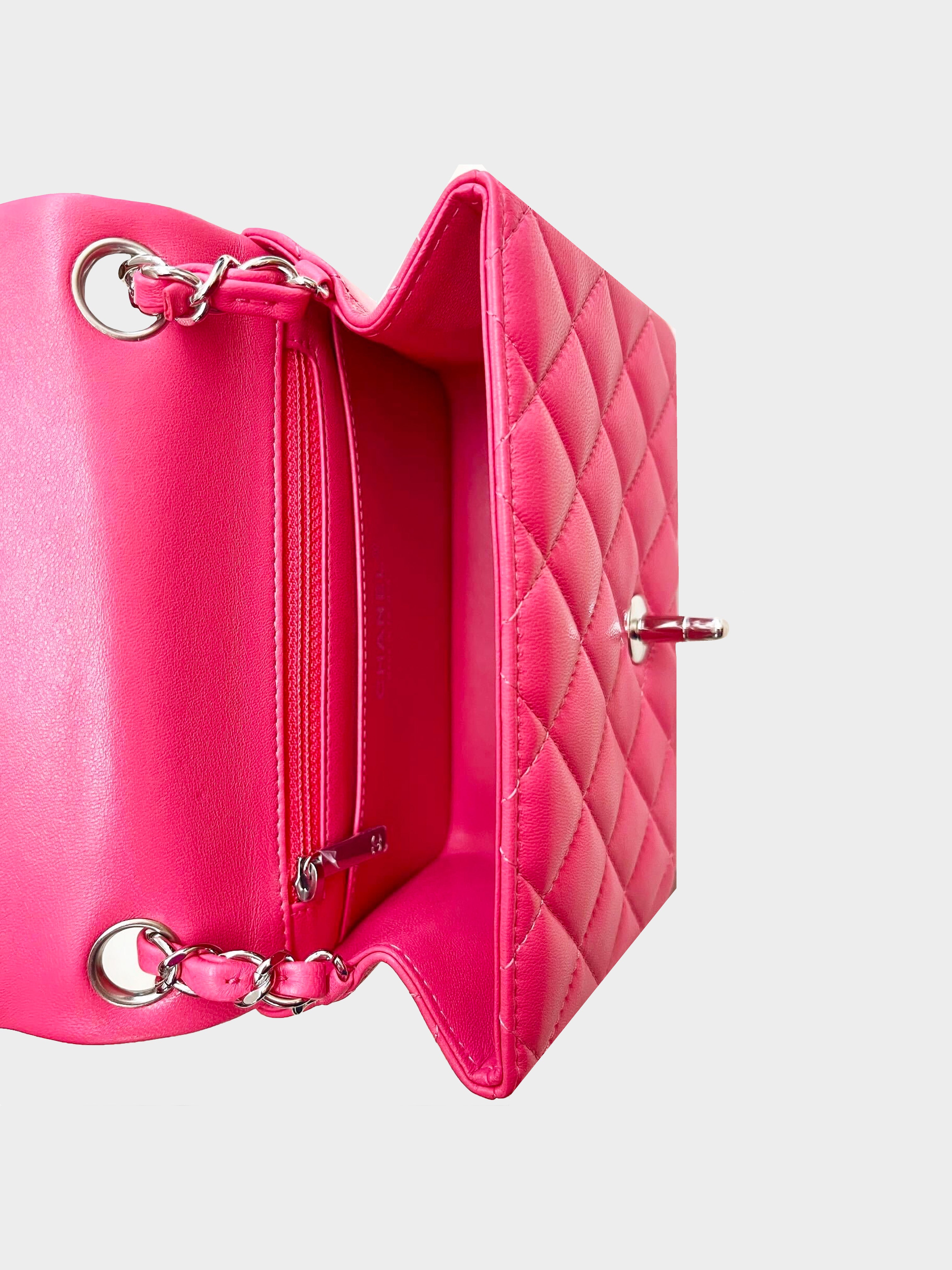 Chanel classic flap bag hot pink small