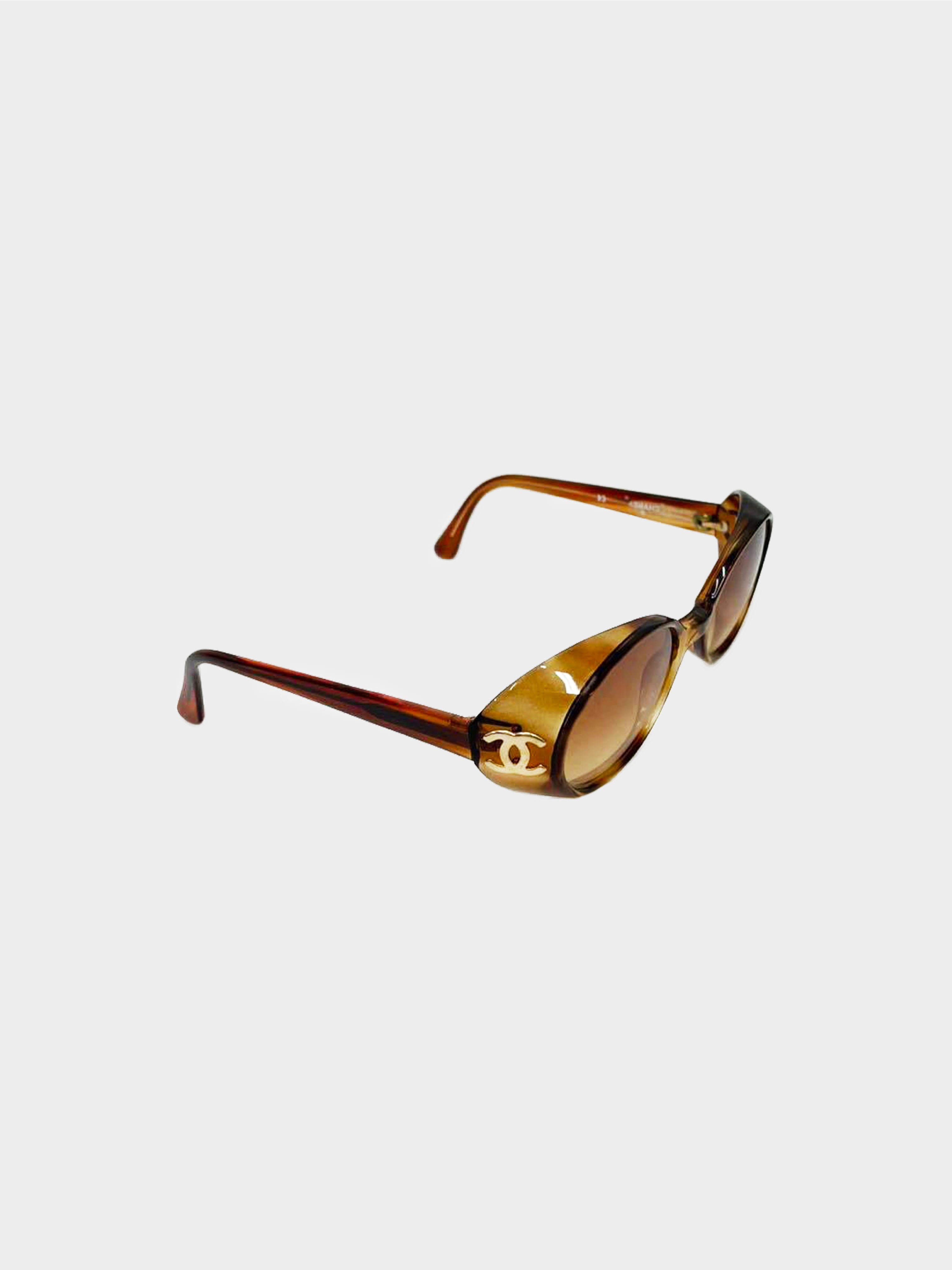 Chanel 1990s Rare Brown Tortoise Sunglasses · INTO