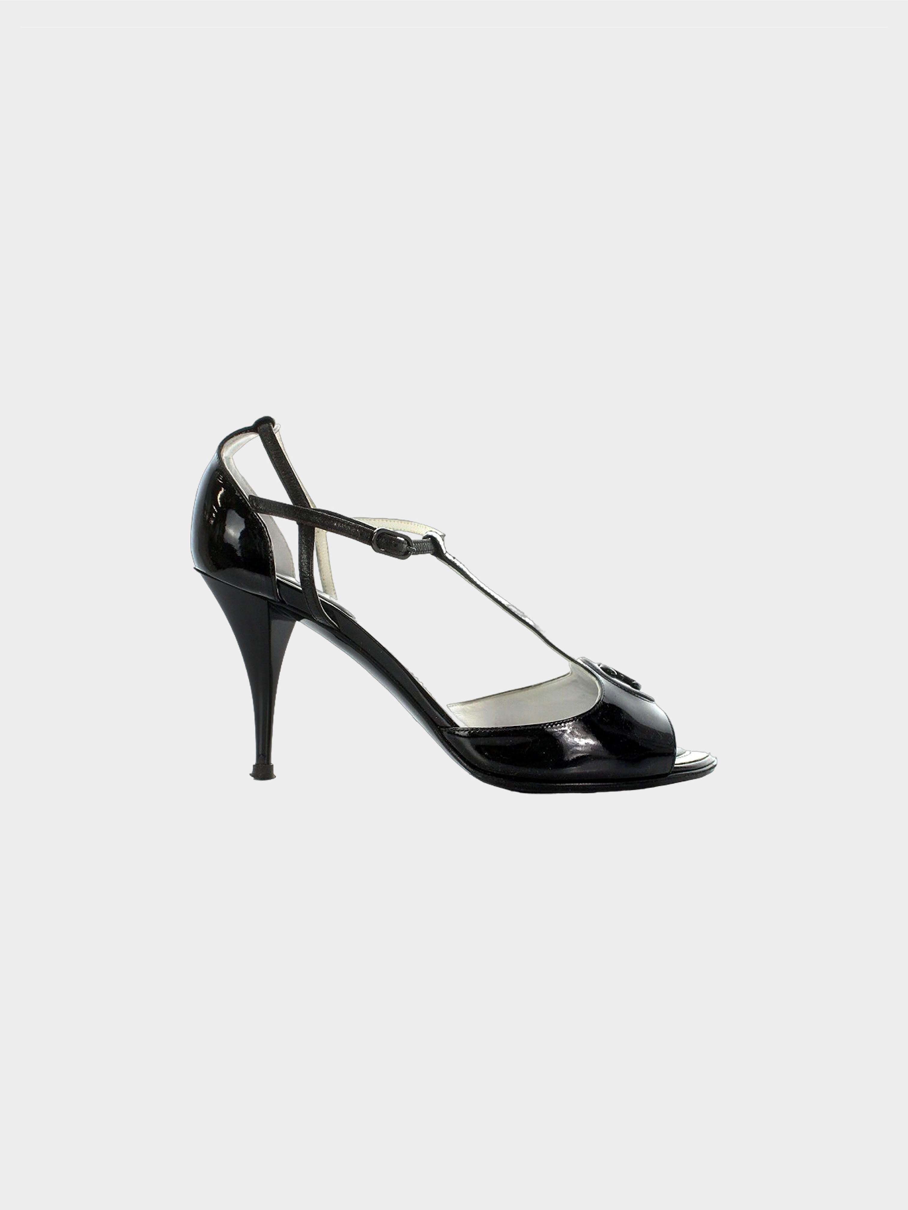 Authentic Vintage Chanel Black Shoes Heels Size 7.5 10020 