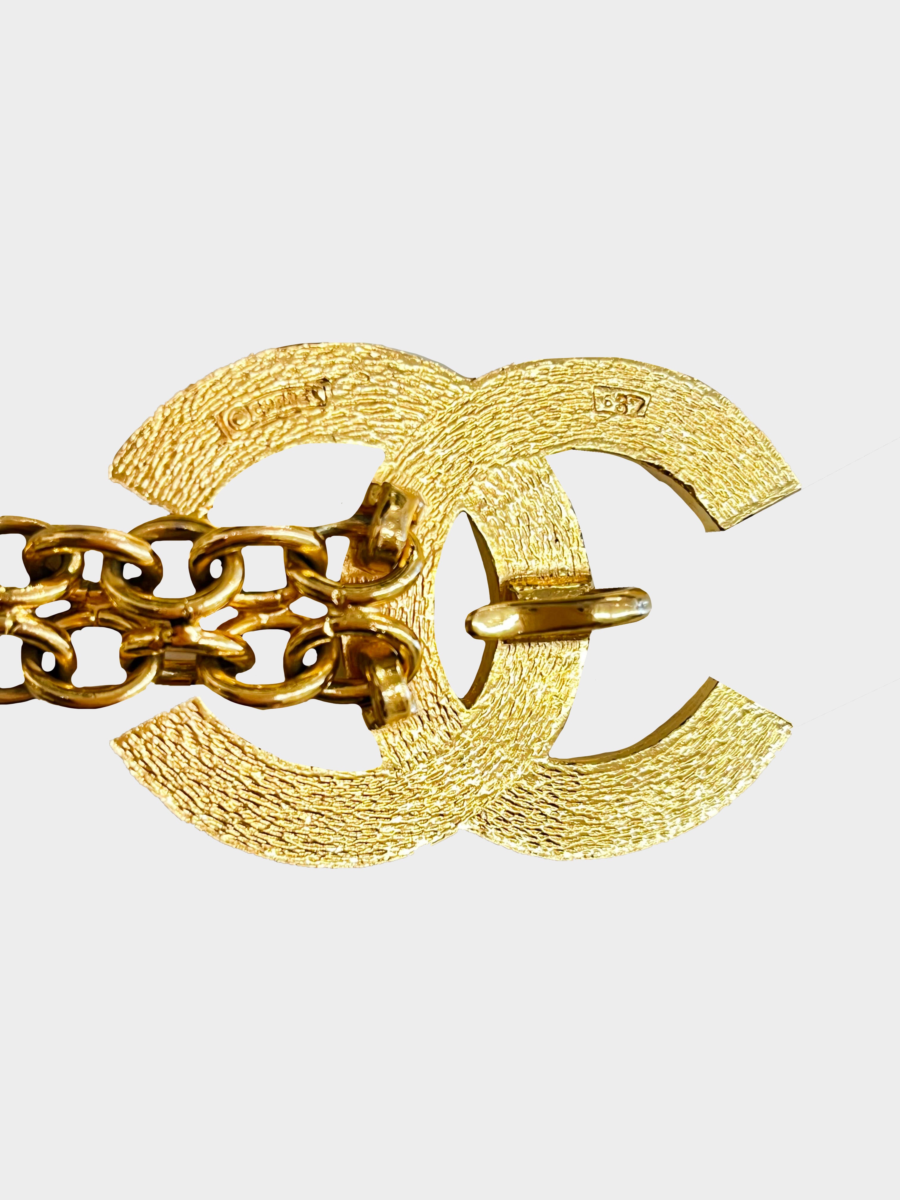 Chanel 1980s Gold Crystal Chain Belt · INTO