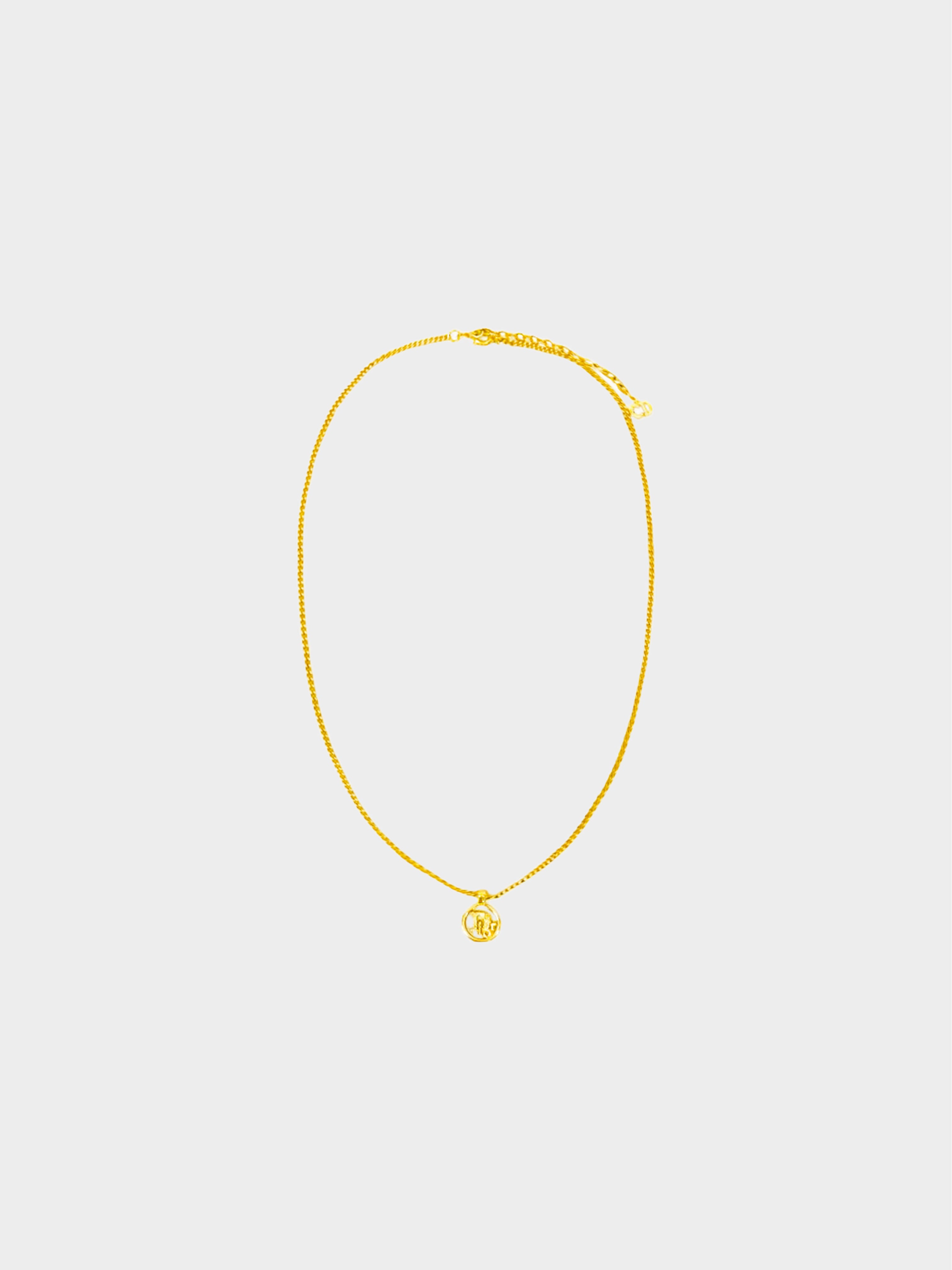 Christian Dior 1990s Gold Logo Circle Necklace