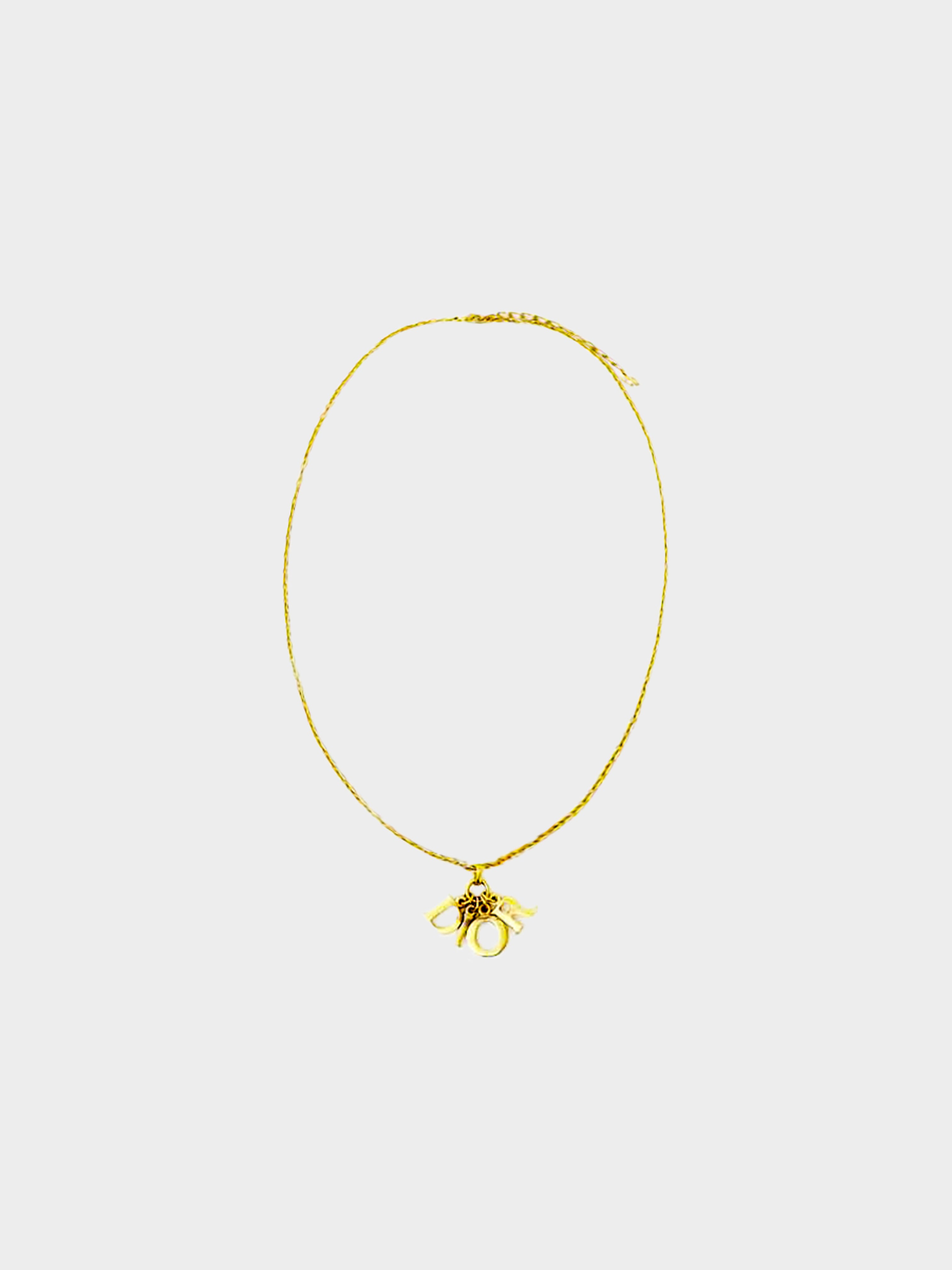 Christian Dior 1990s Gold Logo Necklace