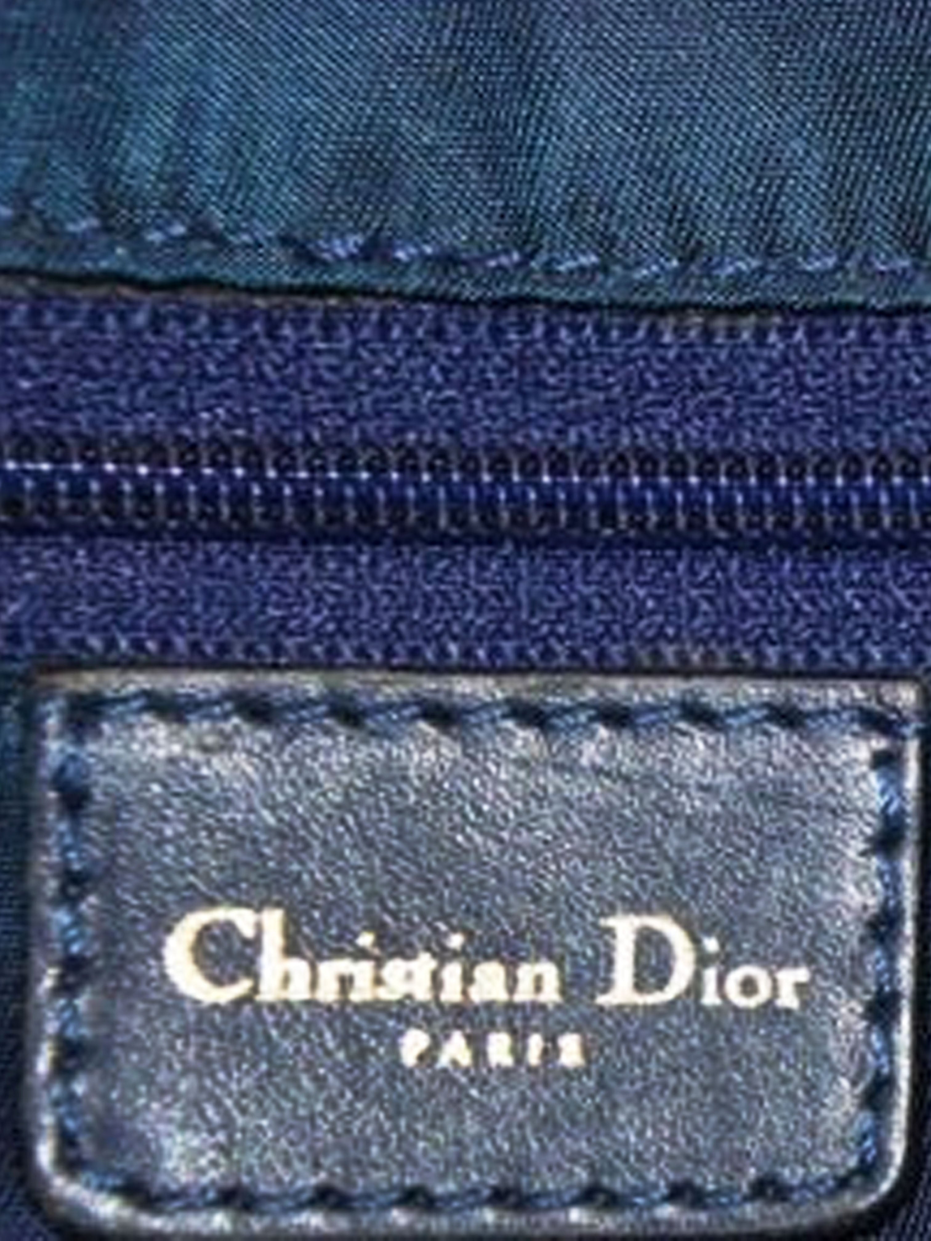 Christian Dior 2000s Navy Blue Trotter Monogram Boston Bag