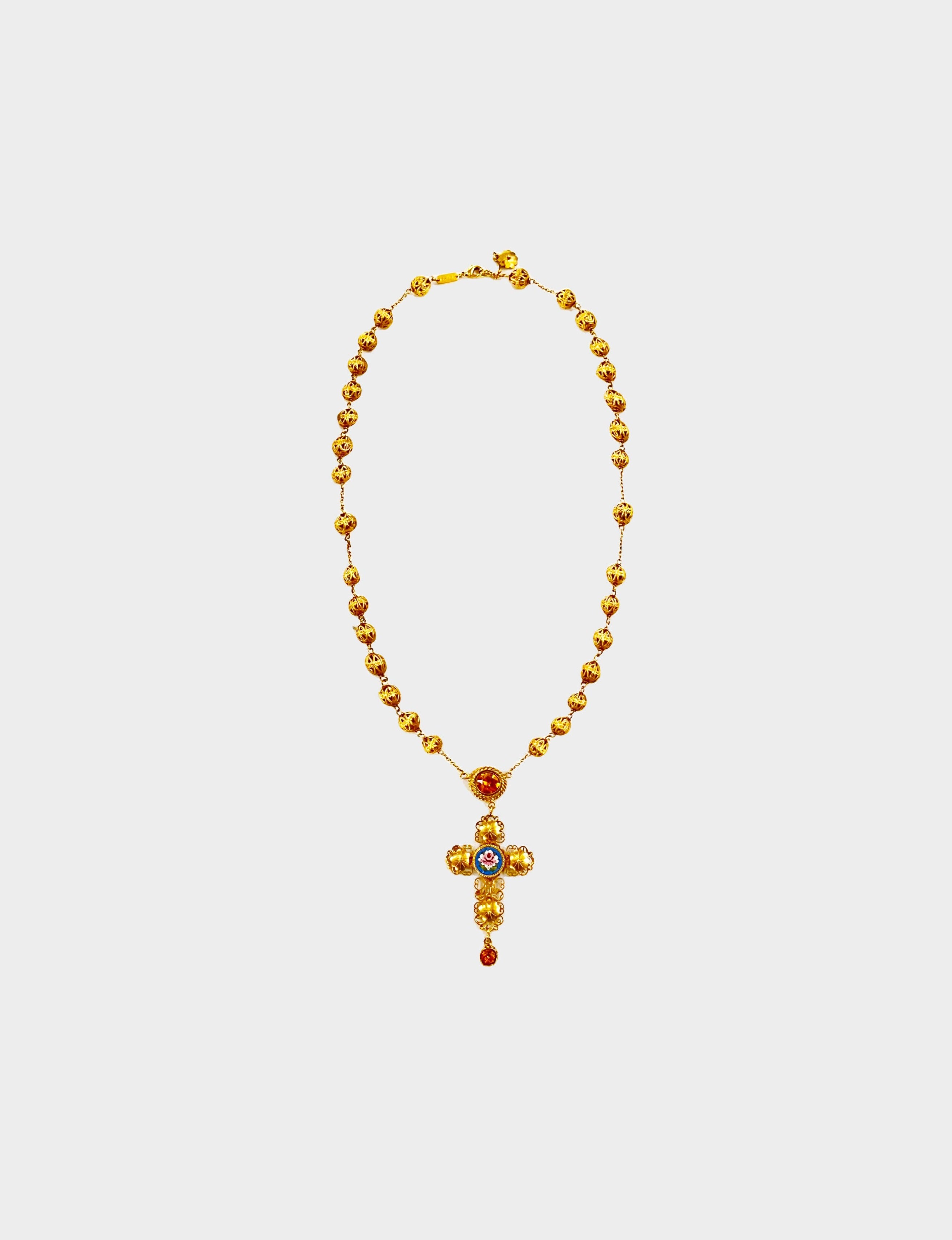 Dolce and Gabbana 1990s Gold Embellished Cross Necklace