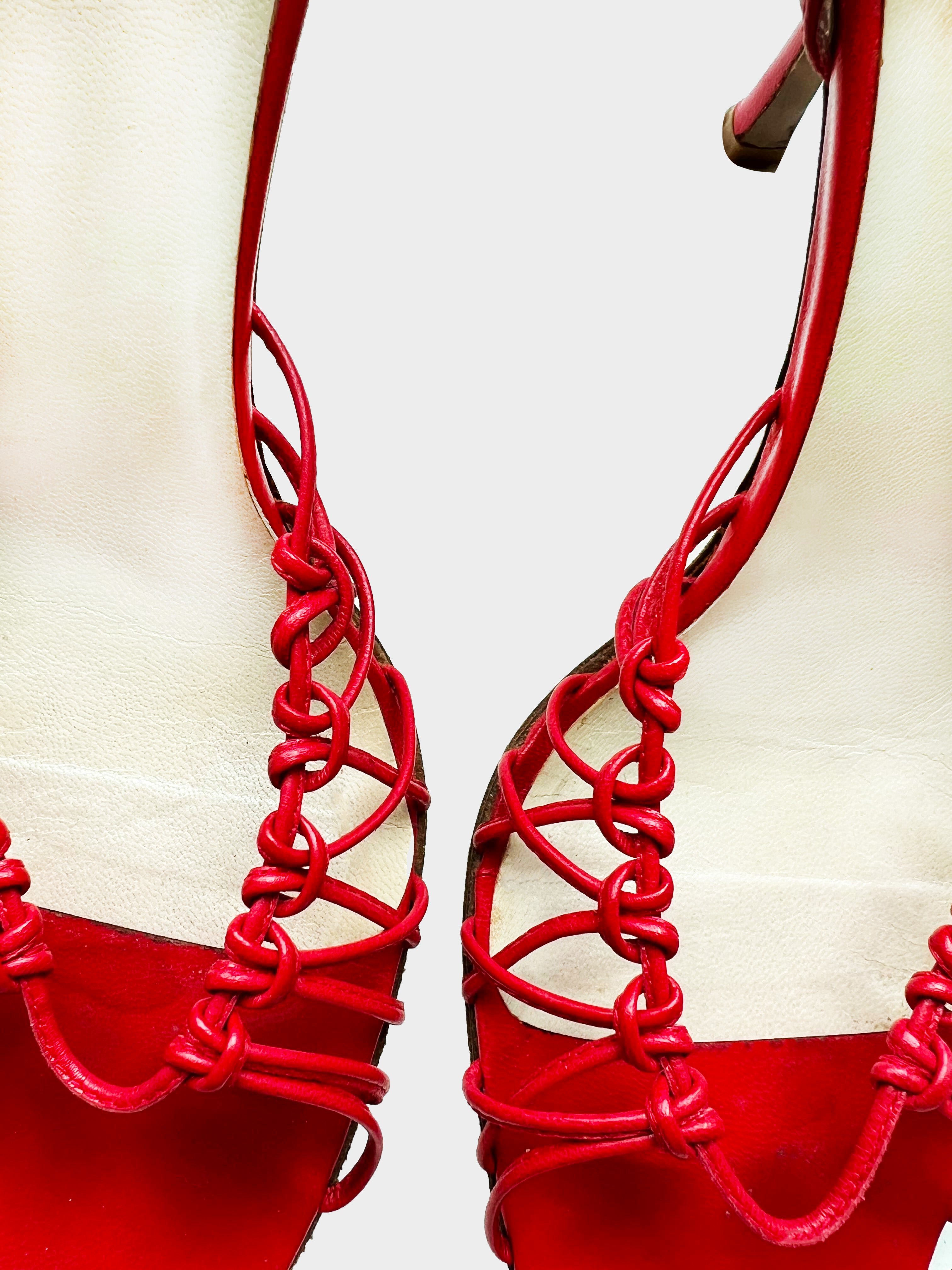 Christian Dior 1990s Red Strappy Caged Heels