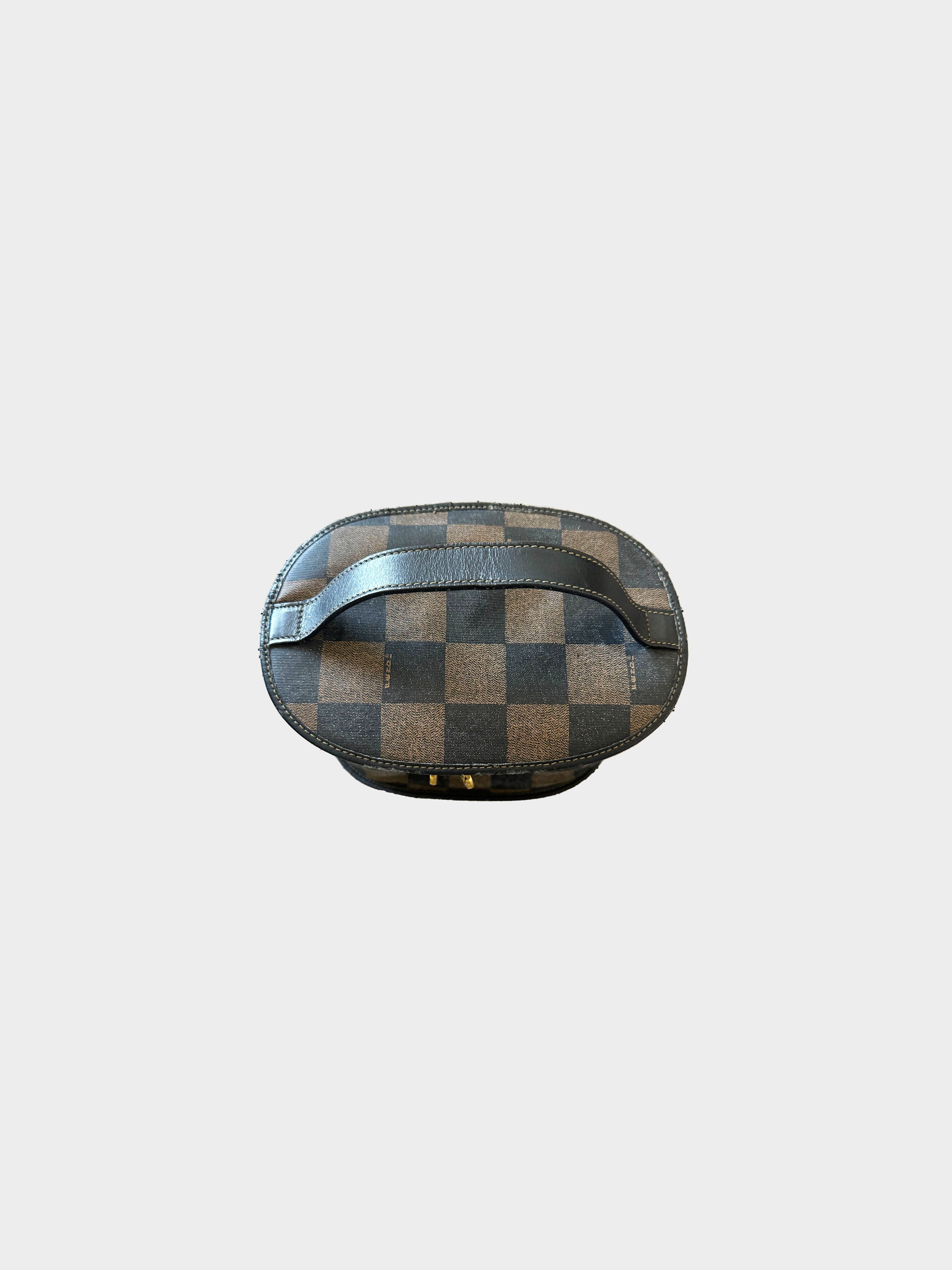 Fendi 1990s Pecan Chess Pattern Vanity Bag