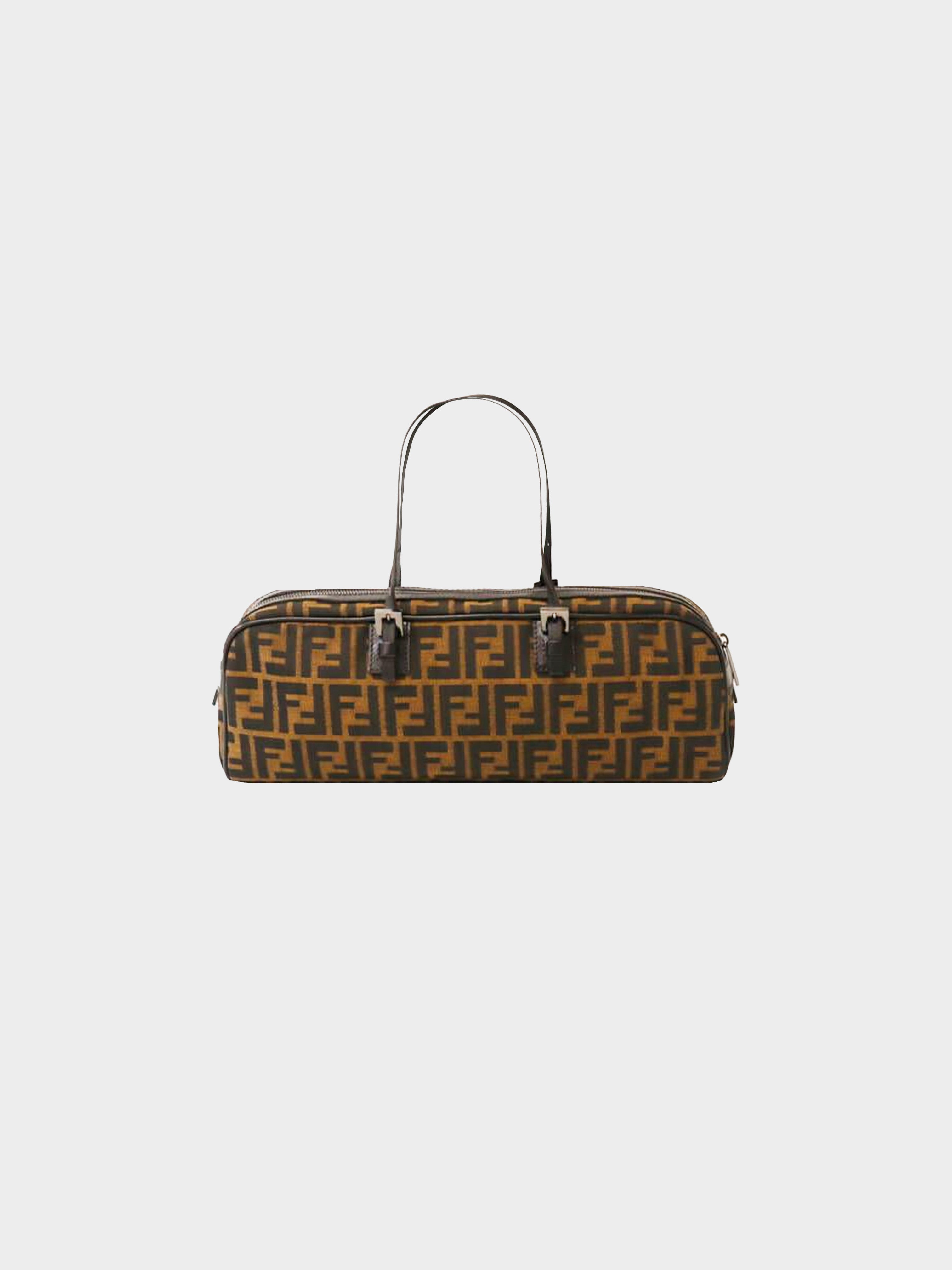 Fendi Vintage Black & Brown Zucca Jacquard Canvas Handbag 