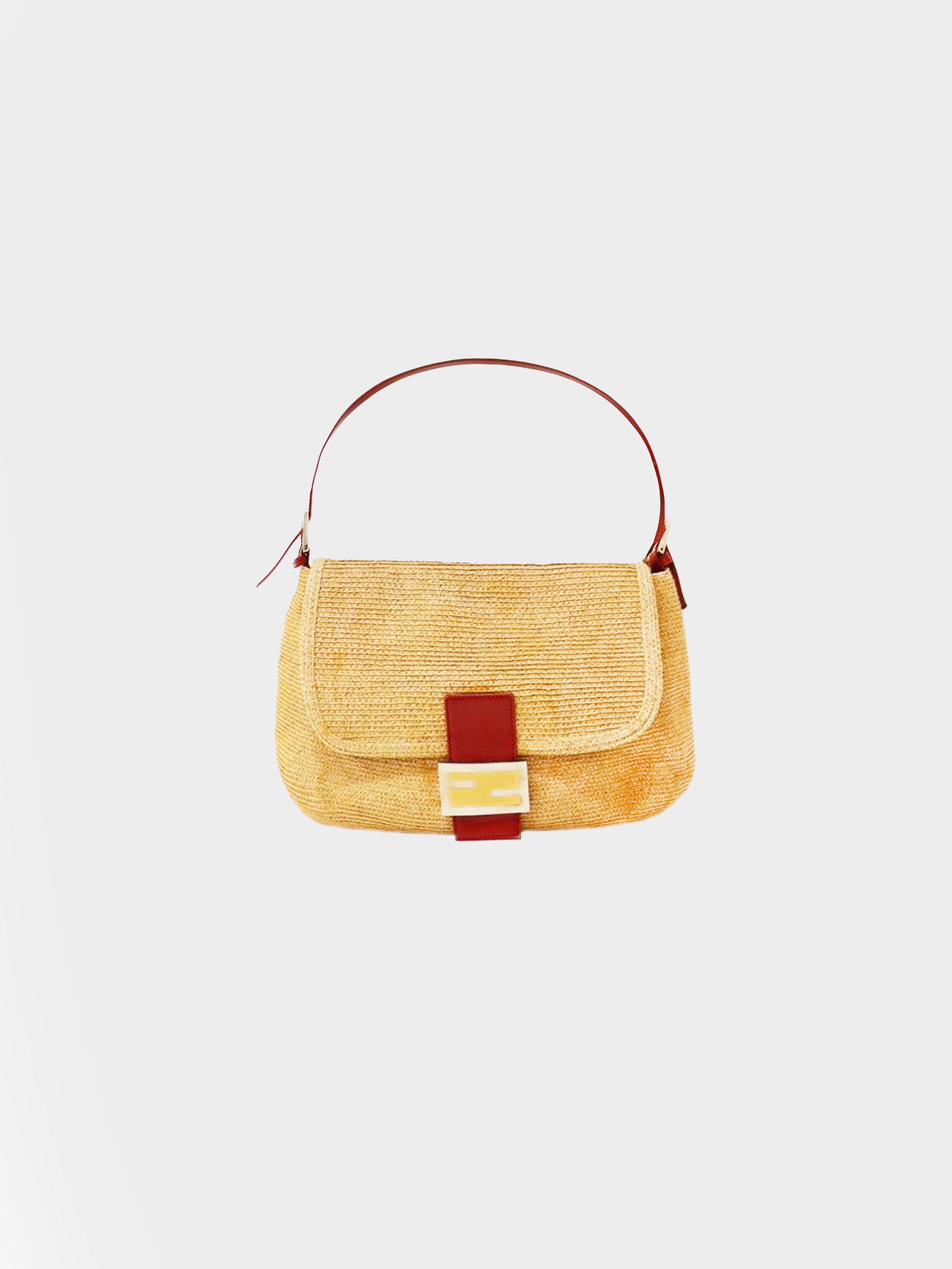 Fendi 1990s Raffia Woven Baguette