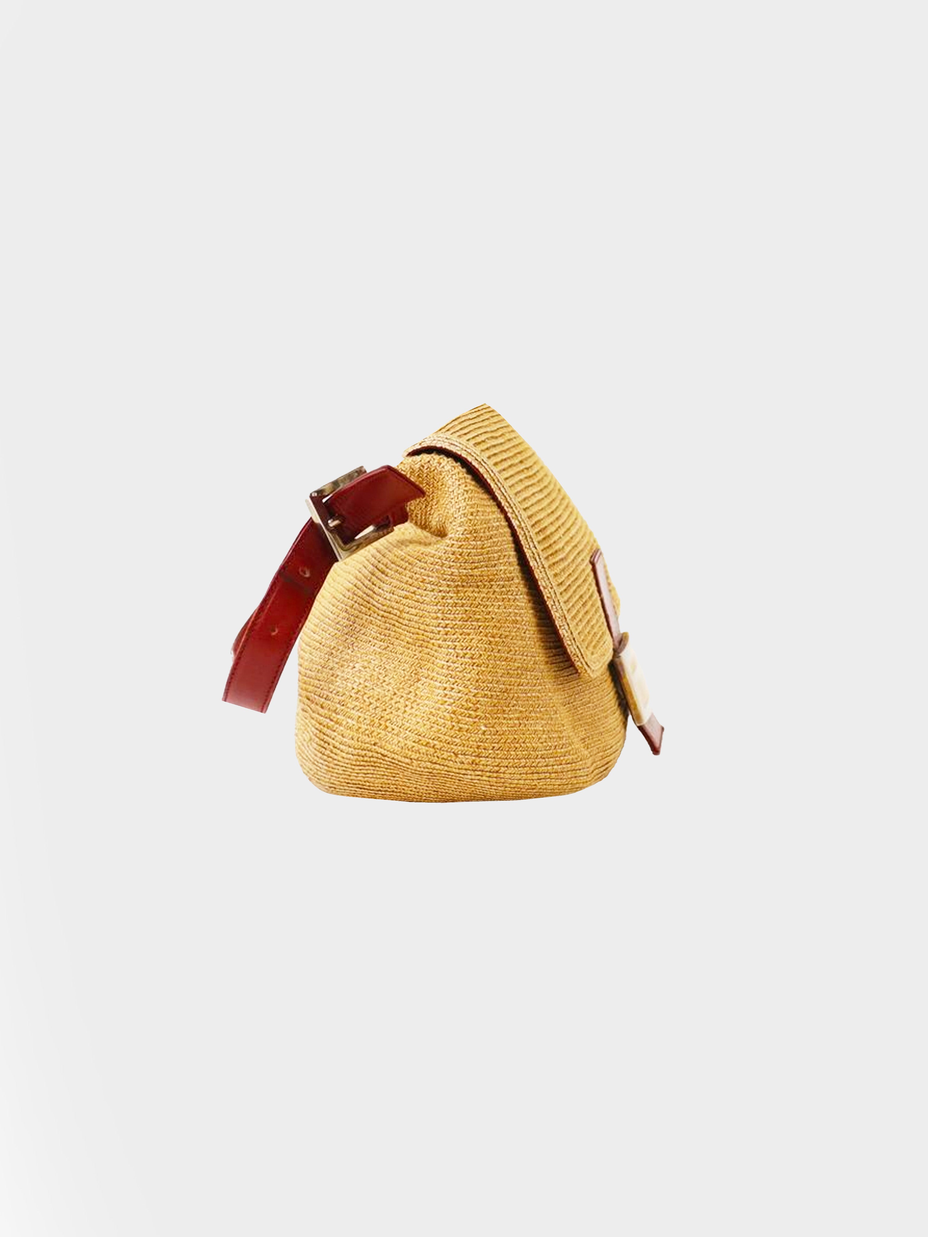 Fendi 1990s Raffia Woven Baguette