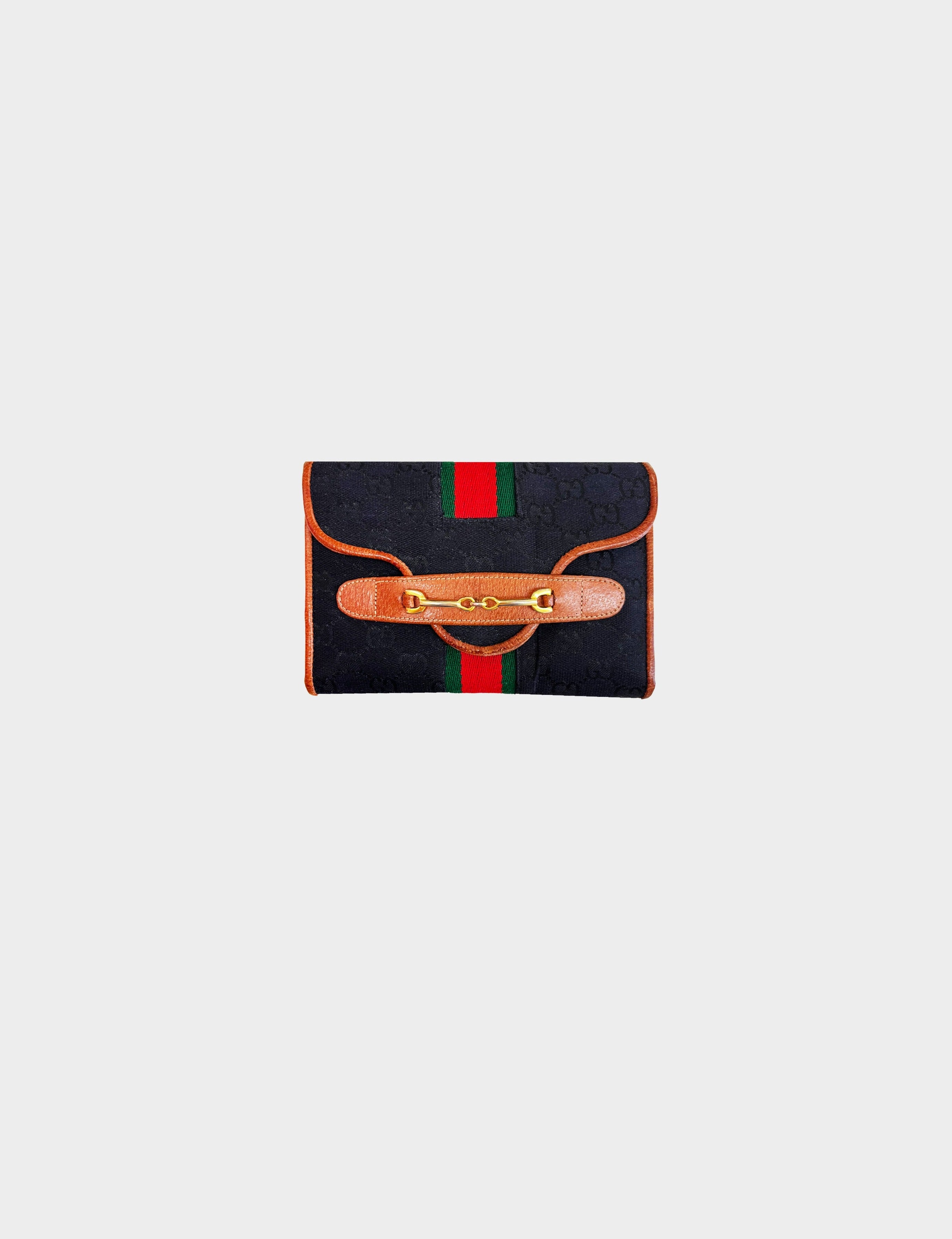Gucci 1980s Horsebit Monogram Canvas Web Wallet