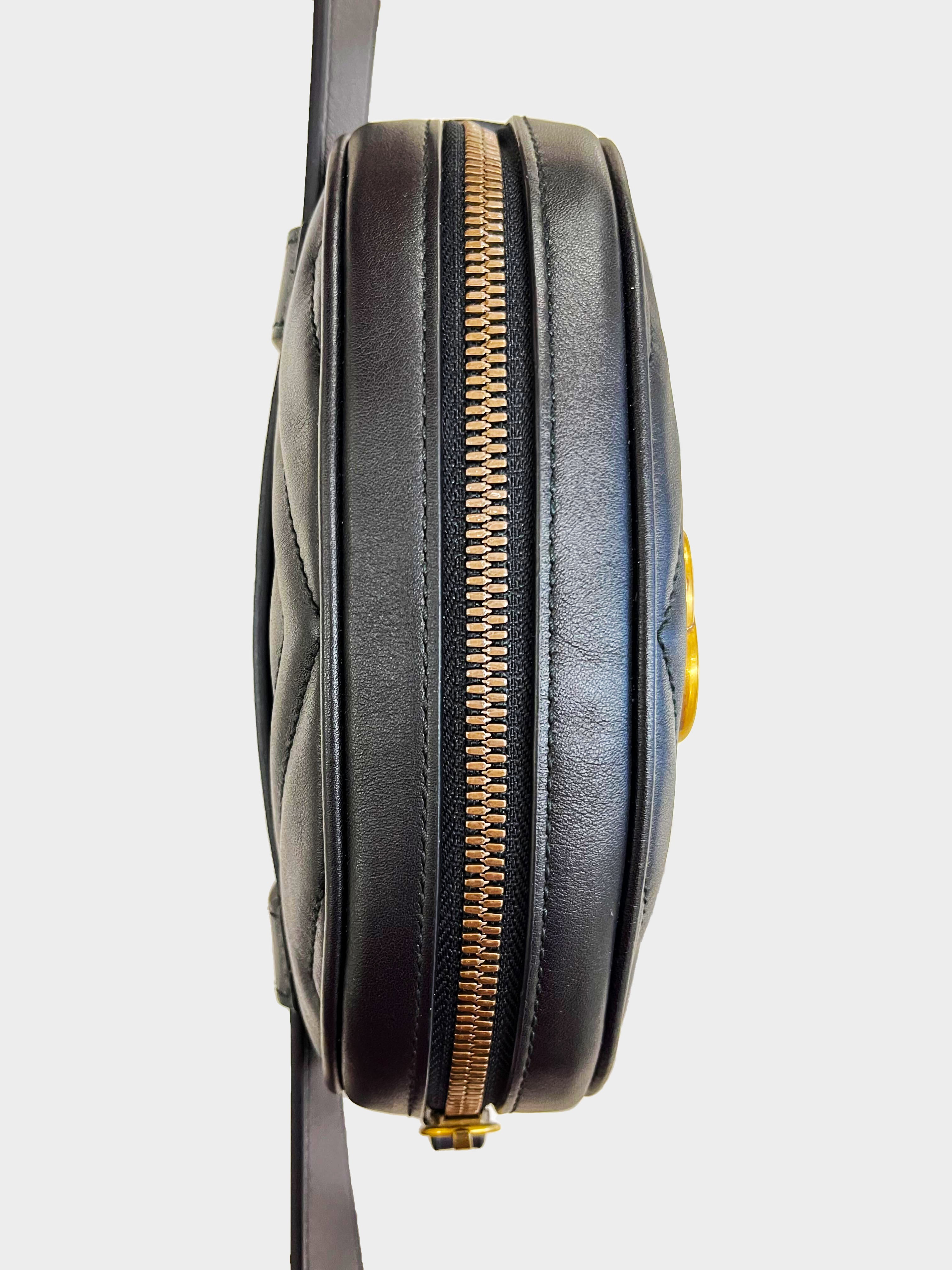 Gucci 2016 GG Marmont Matelassé Black Leather Belt Bag