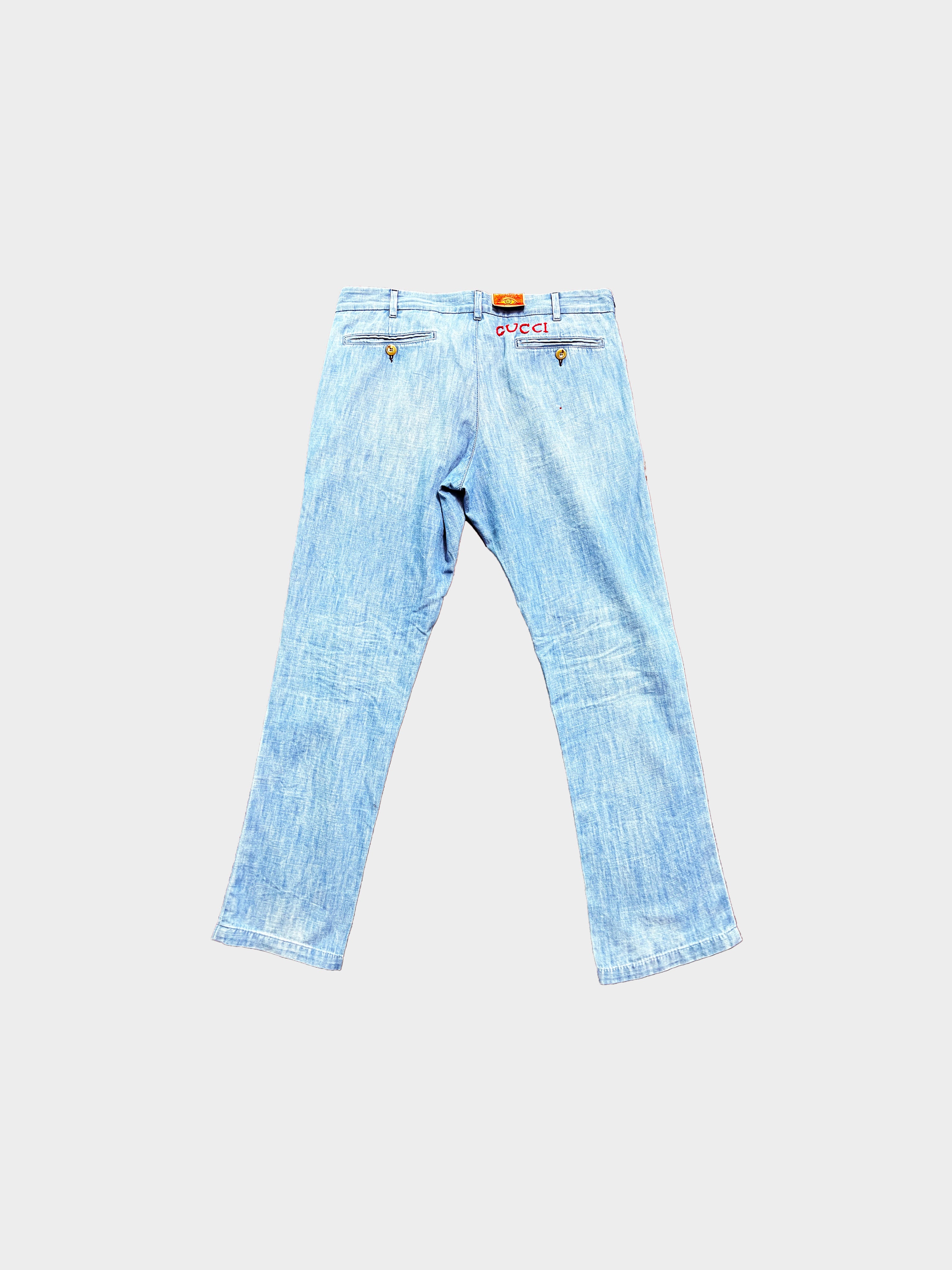 Gucci 2010s Bleach Washed Denim Chino Pants