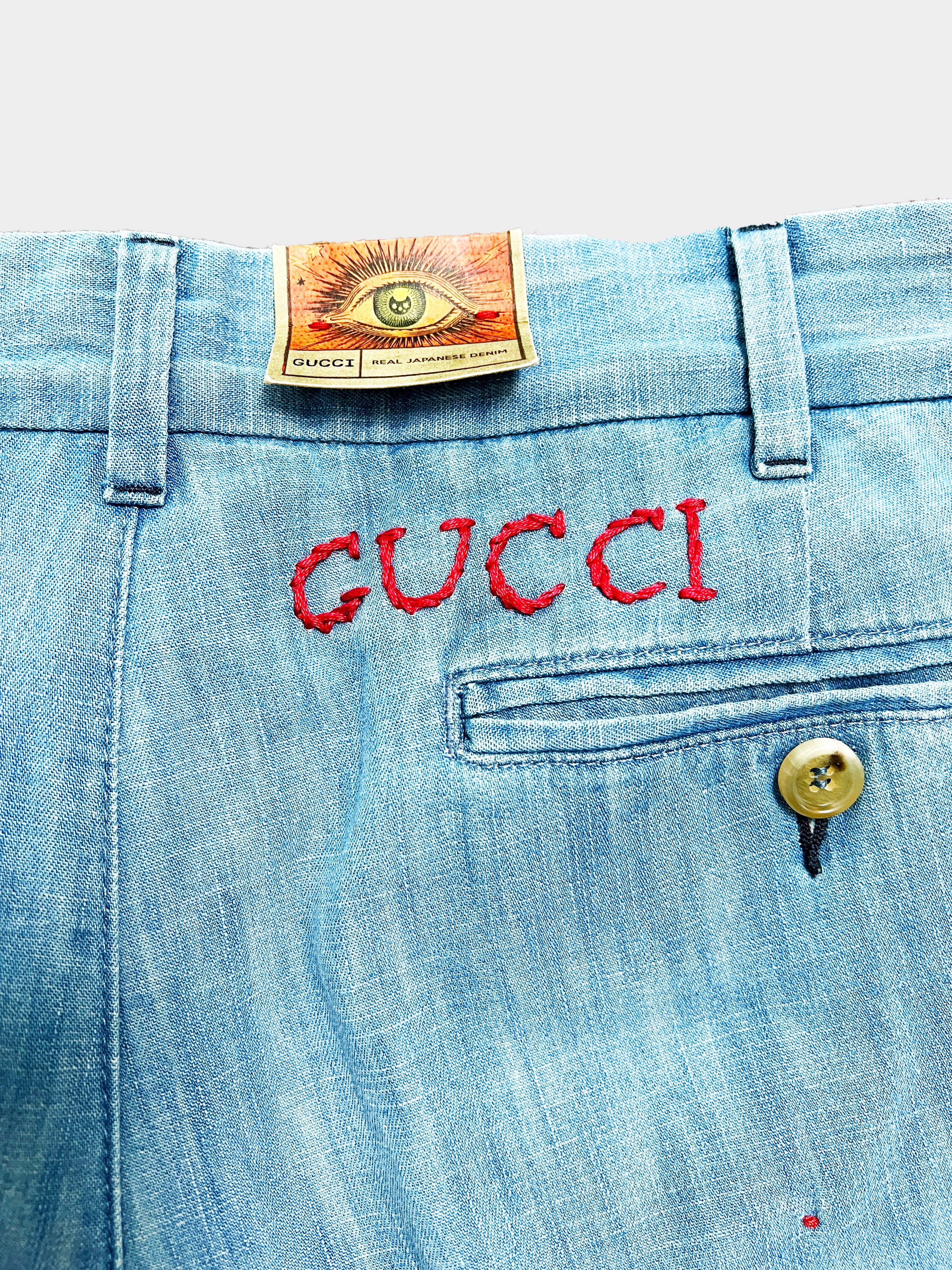 Gucci 2010s Bleach Washed Denim Chino Pants