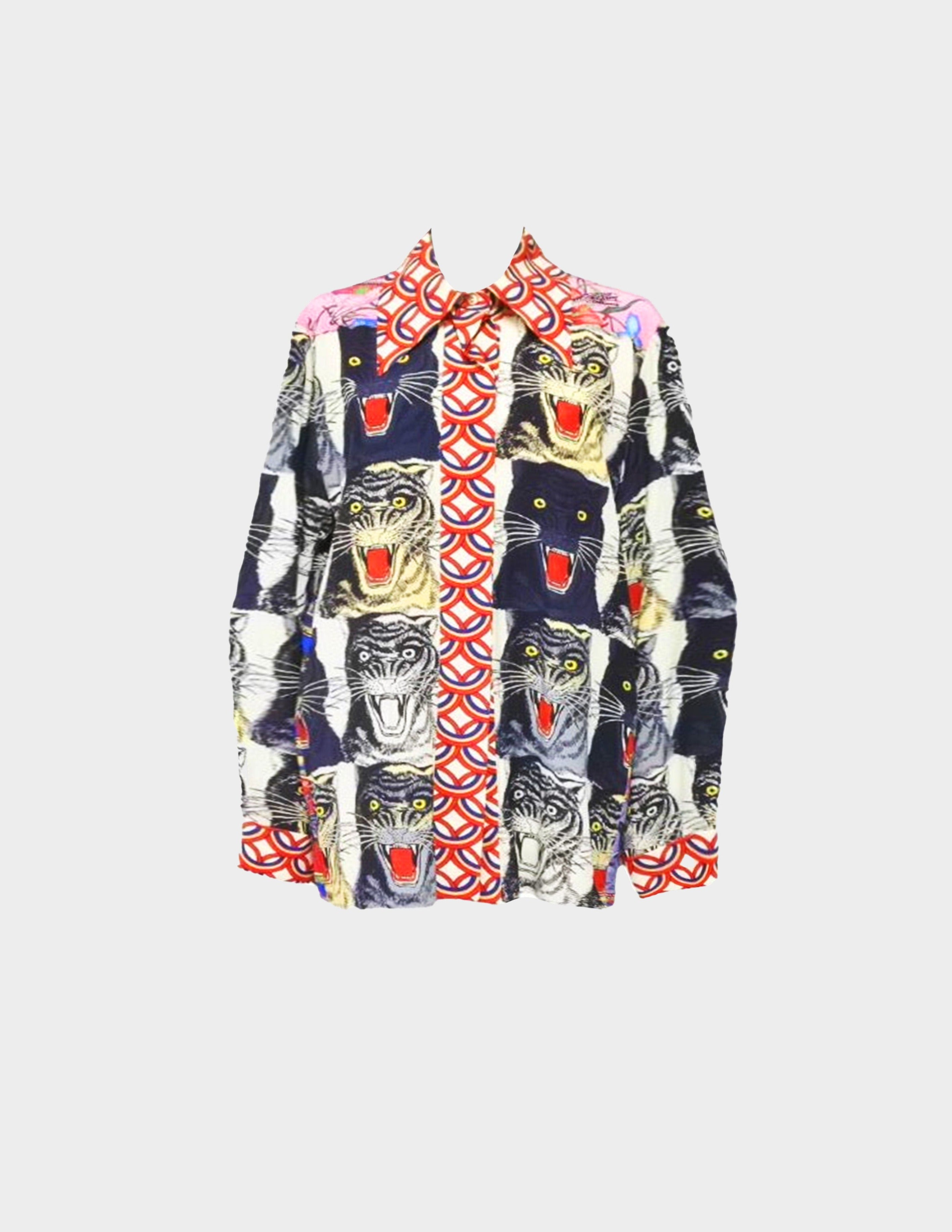 Gucci Pre-Fall 2017 Silk Tiger Print Blouse