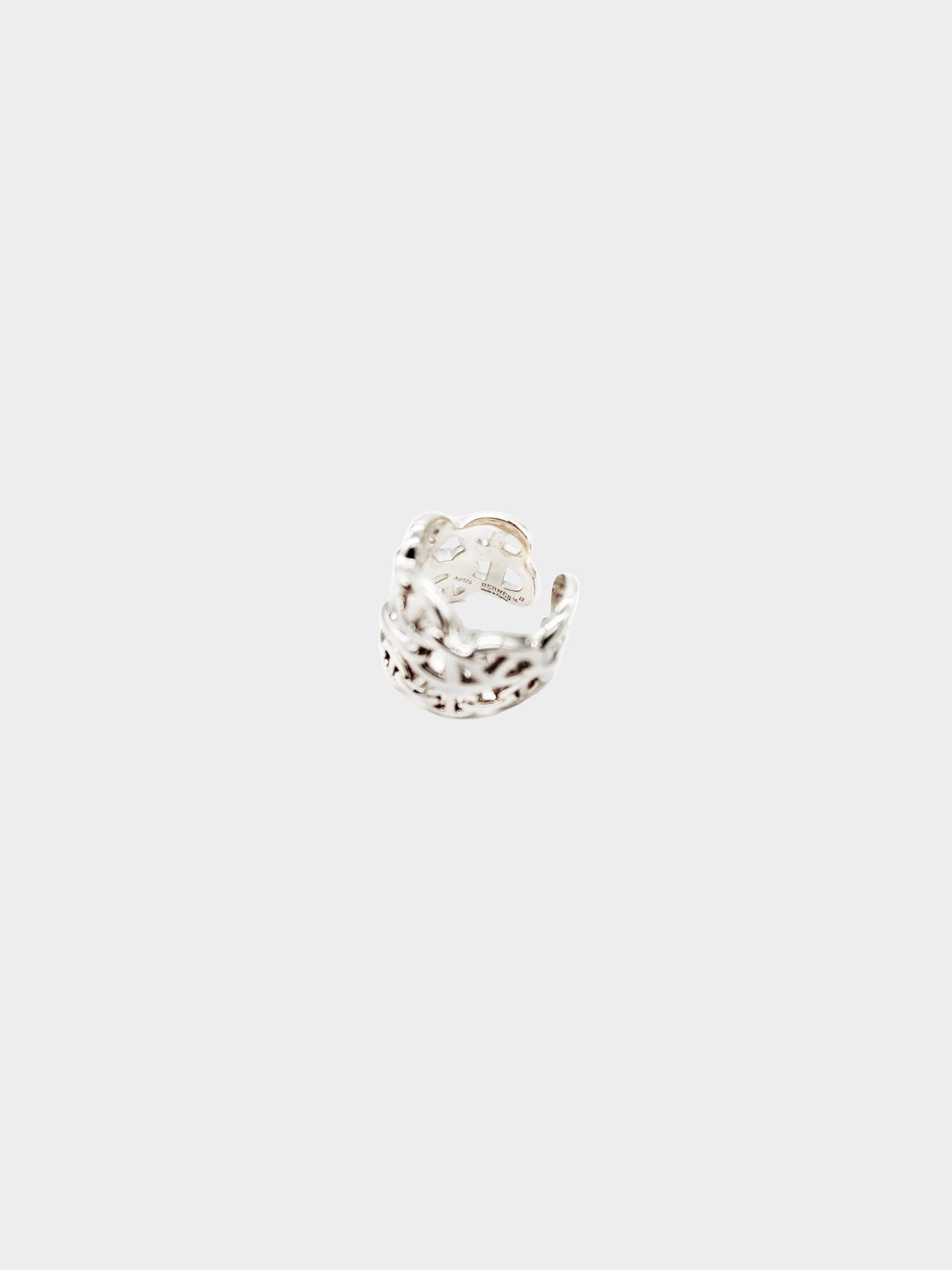 Hermes Hermes Silver Tone Ragate Chain Scarf Ring