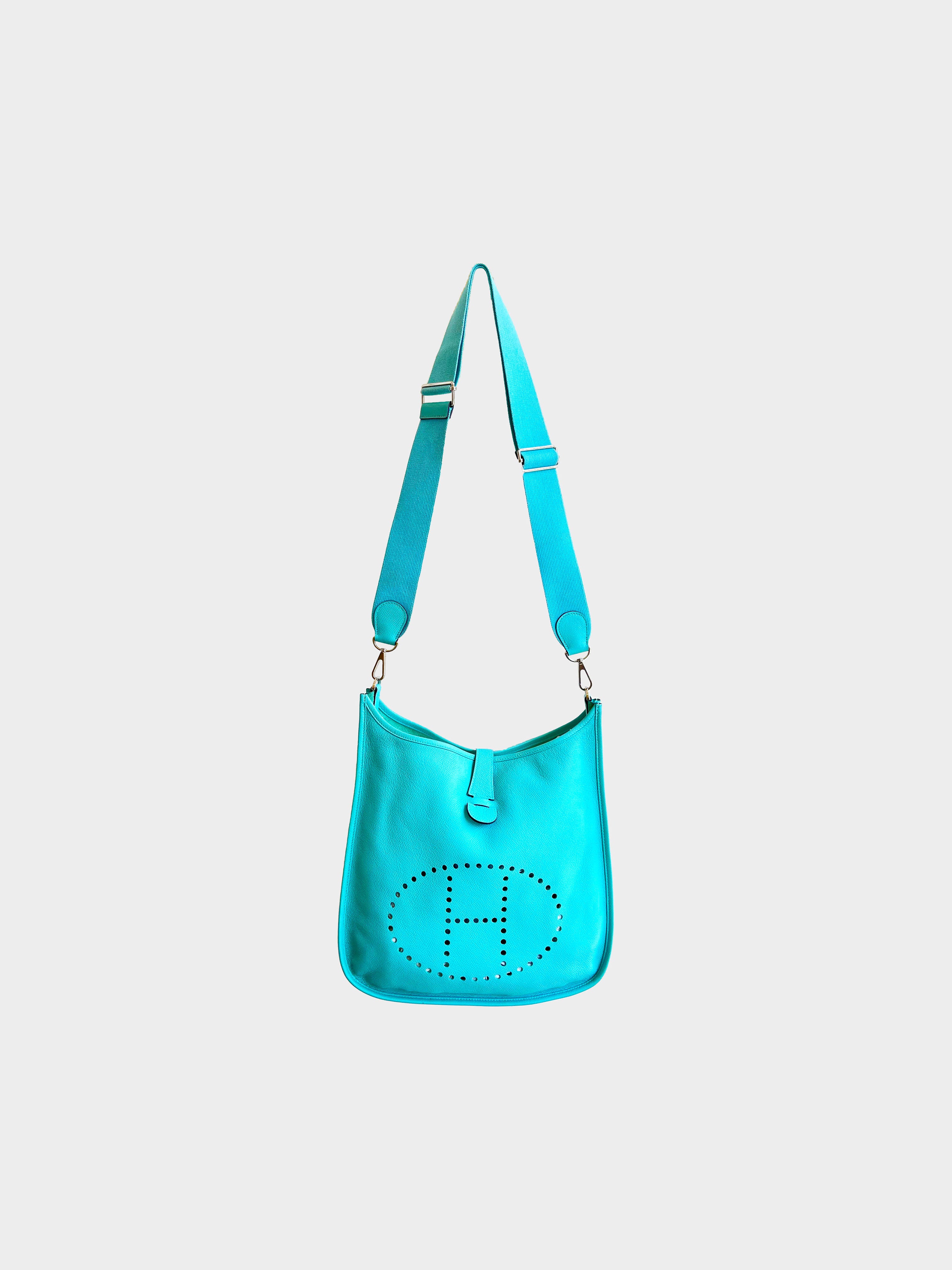 Hermès 2015 Turquoise Epsom Evelyne GM Bag