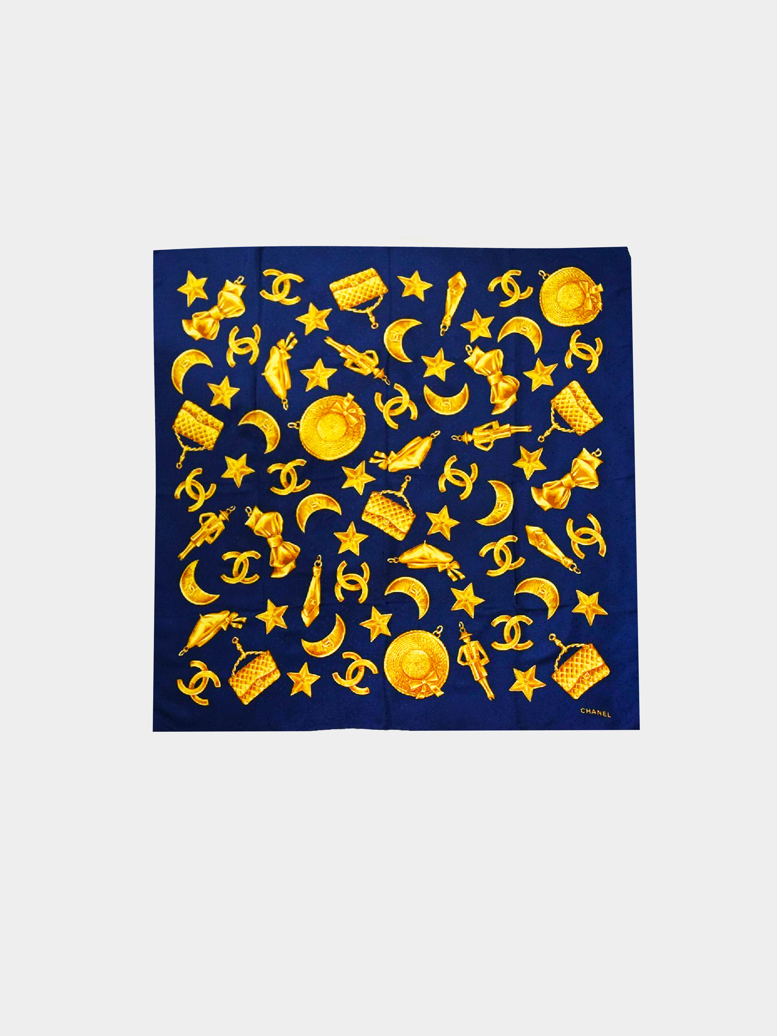 Chanel 2000s Moon and Constellation Silk Scarf