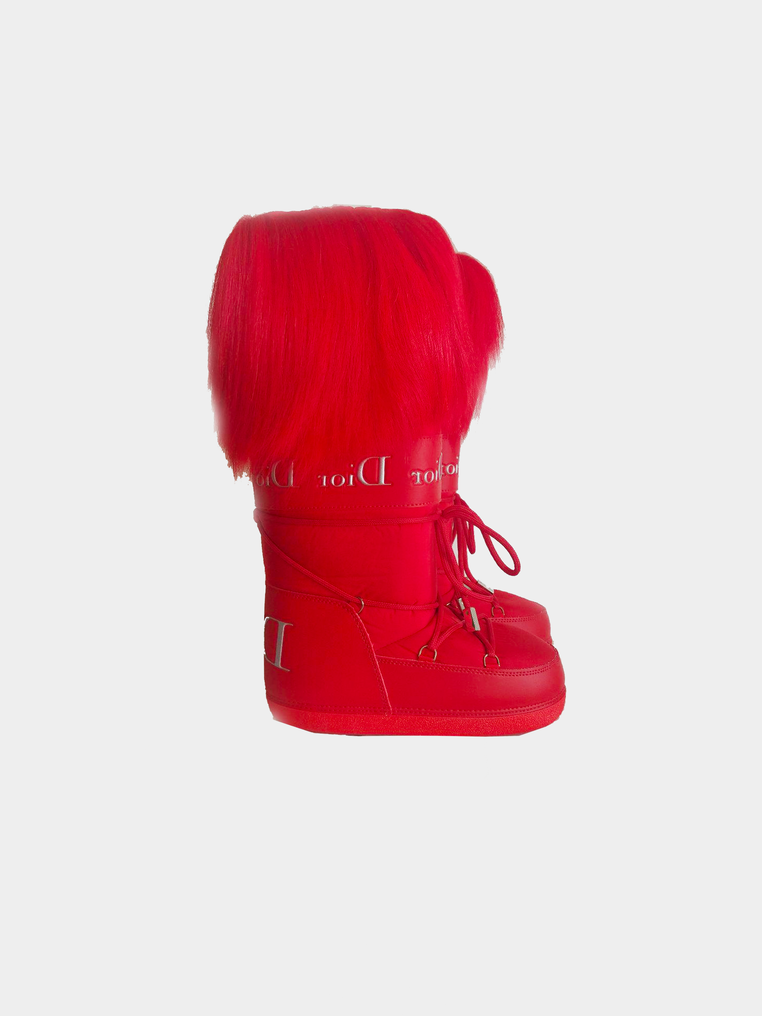 Christian Dior Red 2000s Rare Fur Moon Boots · INTO