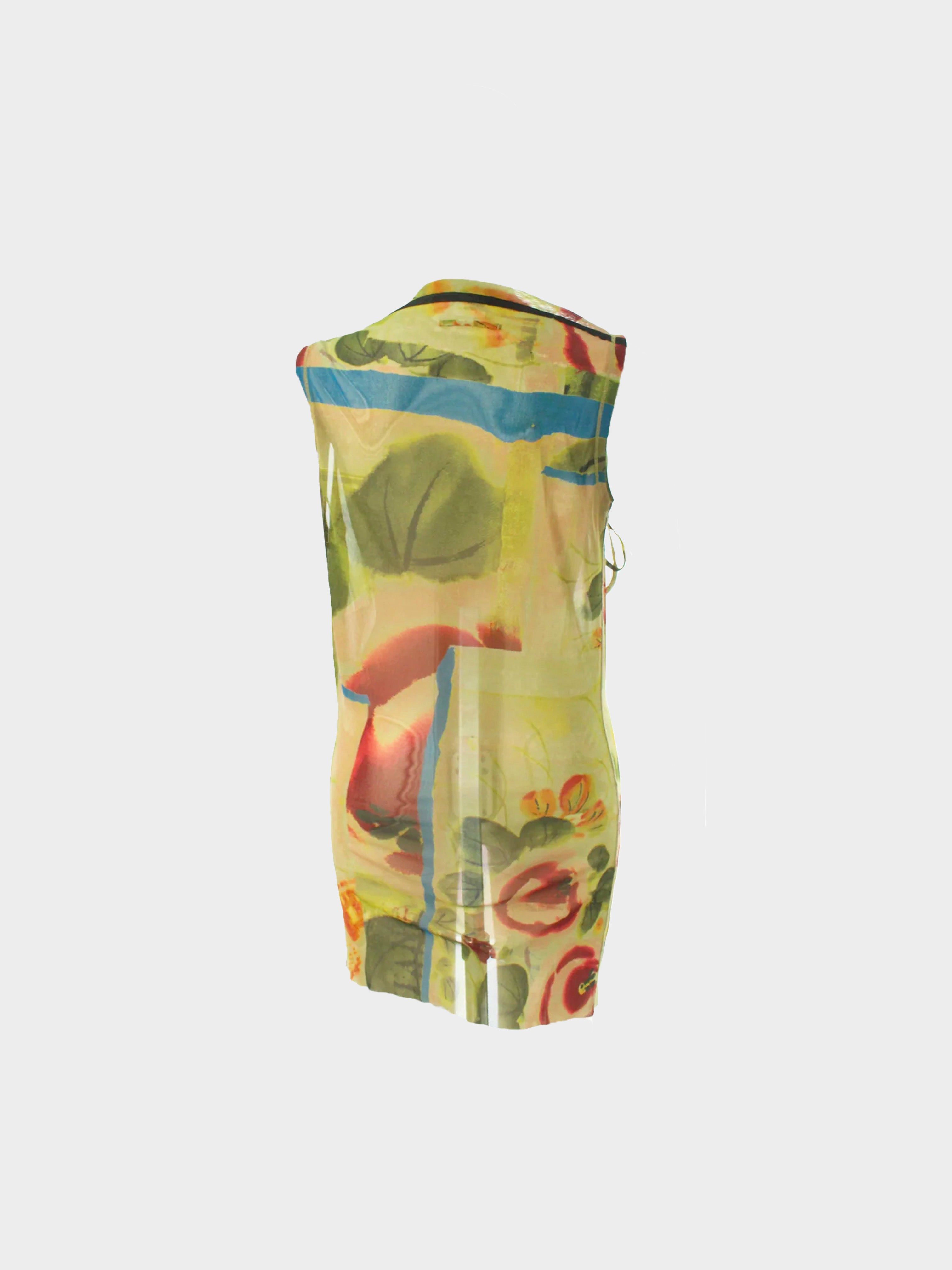Jean Paul Gaultier 1990s Watercolor Floral Mesh Dress