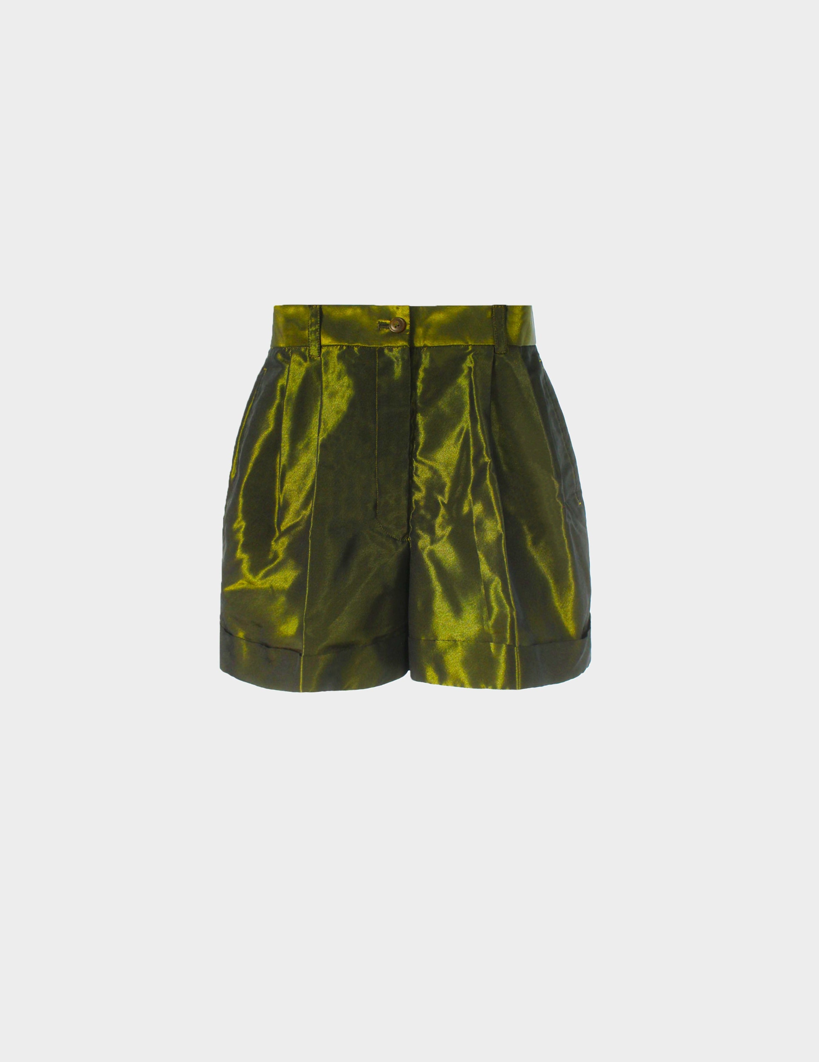 Jean Paul Gaultier 1990s Junior Gaultier Moss Green Metallic Shorts