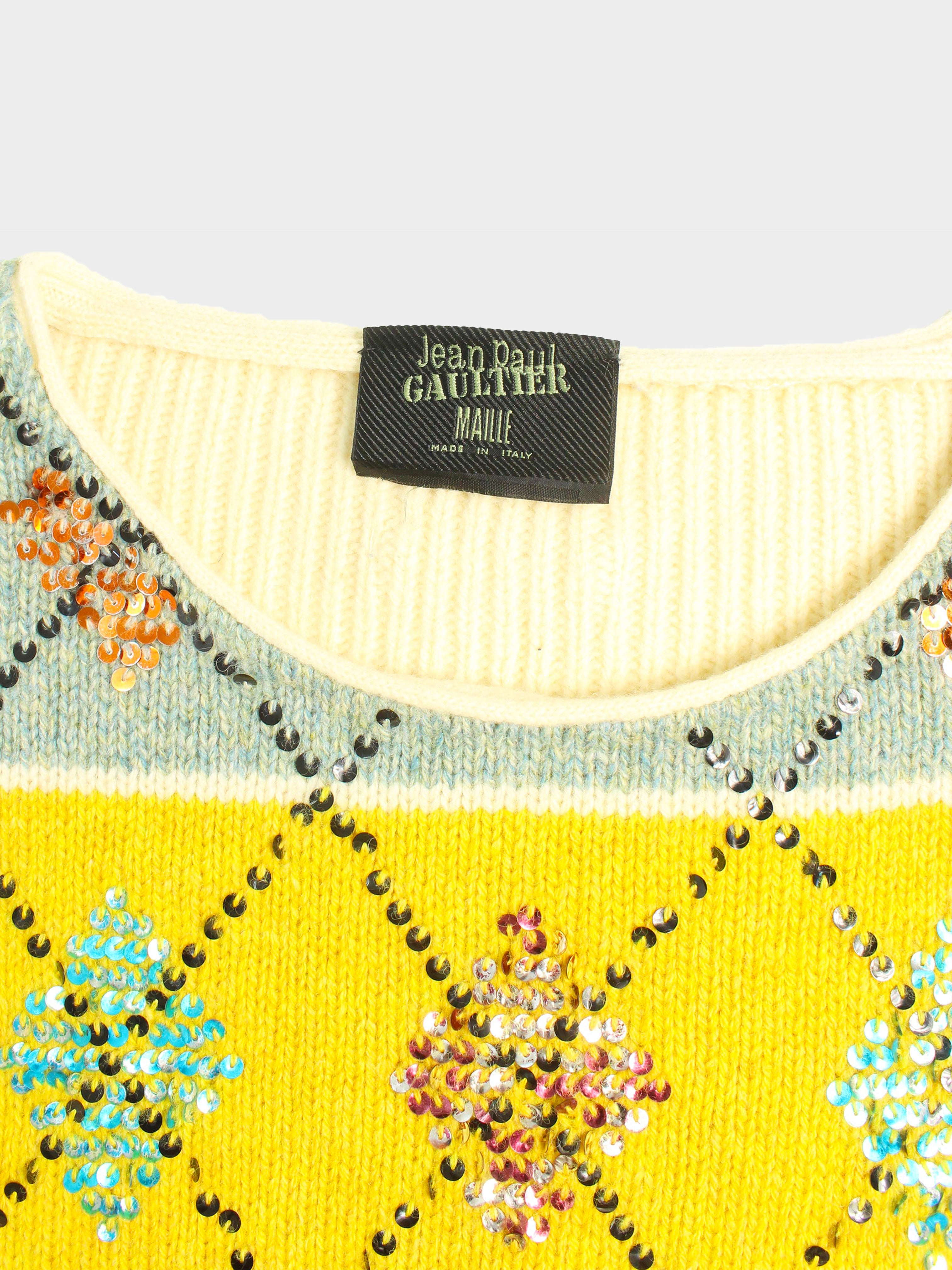 Jean Paul Gaultier 1990s MAILLE Sequined Knitted Sweater