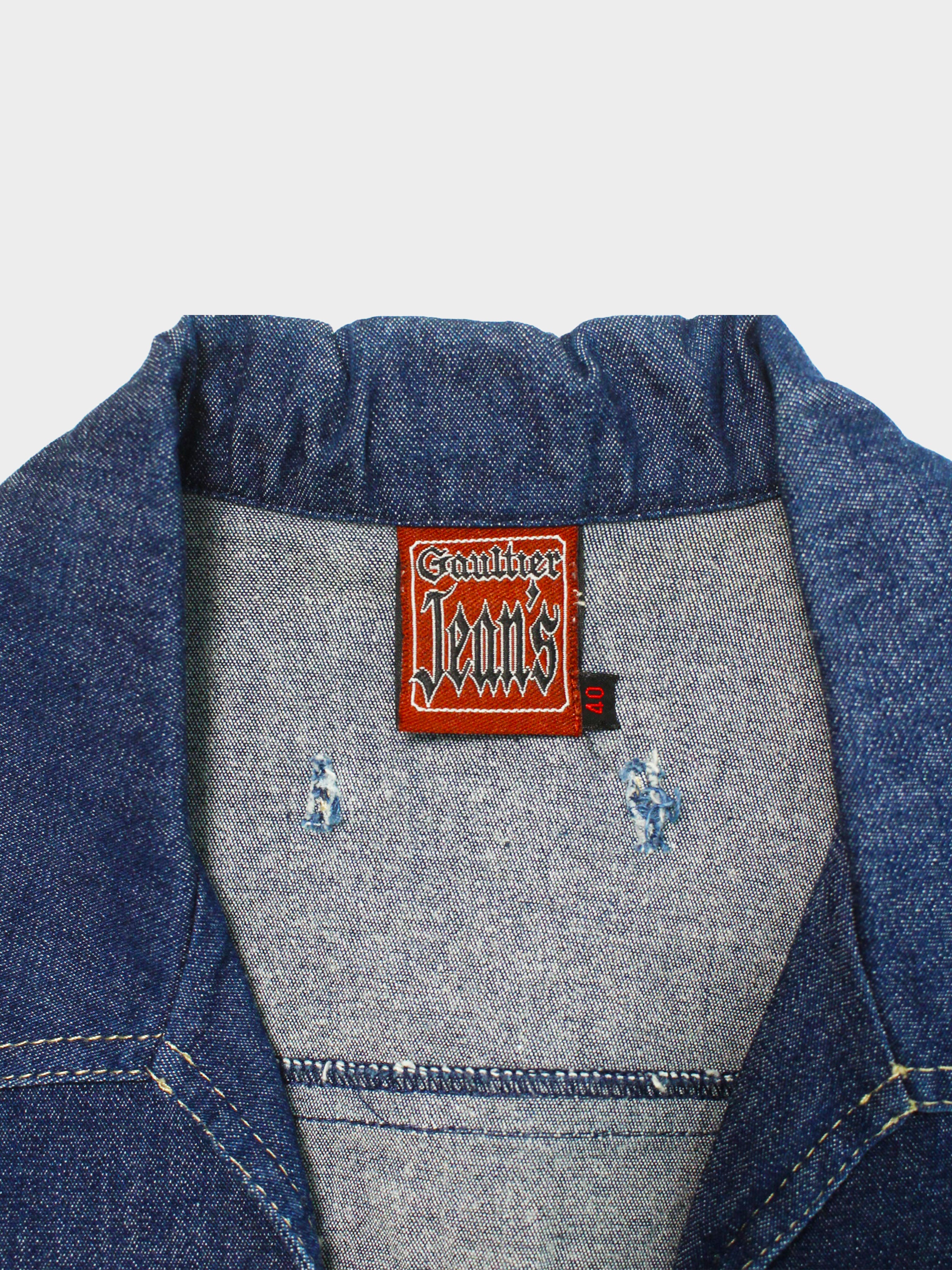 Jean Paul Gaultier 1990s Safety Pin Denim Cropped Jacket