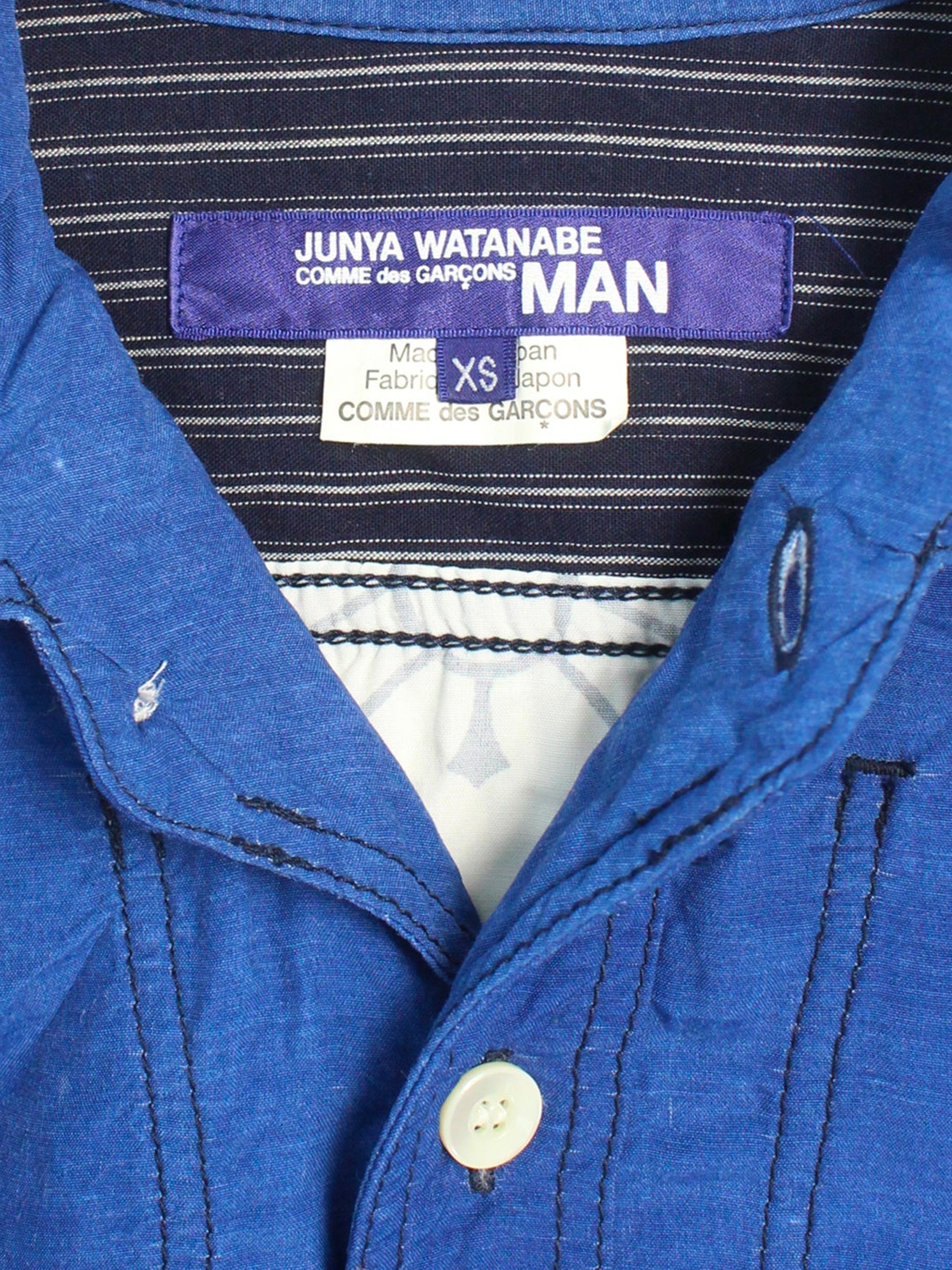 Junya Watanabe SS 2015 Blue Botton Down Wave Top