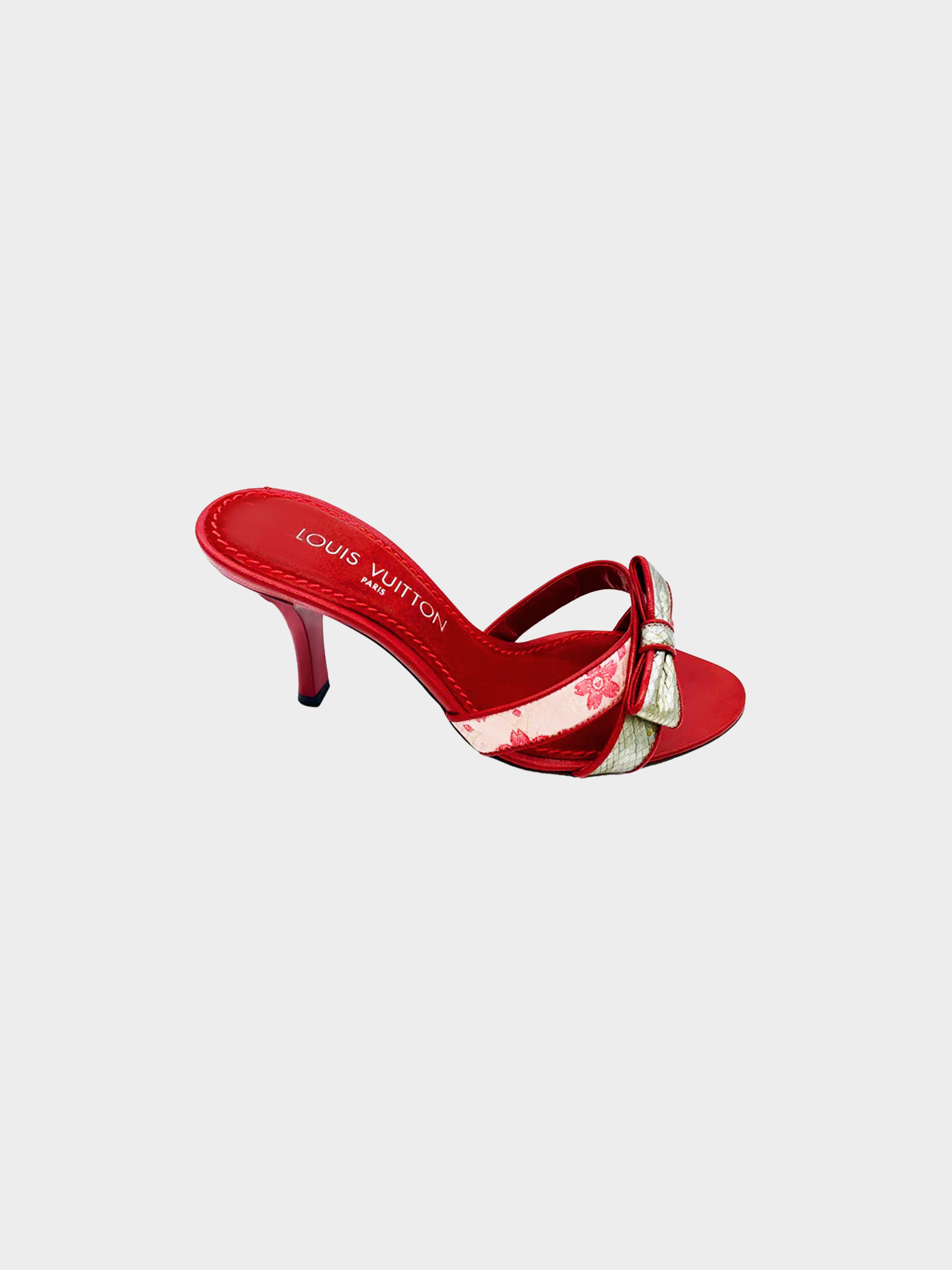 Louis Vuitton Red/Black Patent Leather Ankle Strap Sandals Size 36 Louis  Vuitton