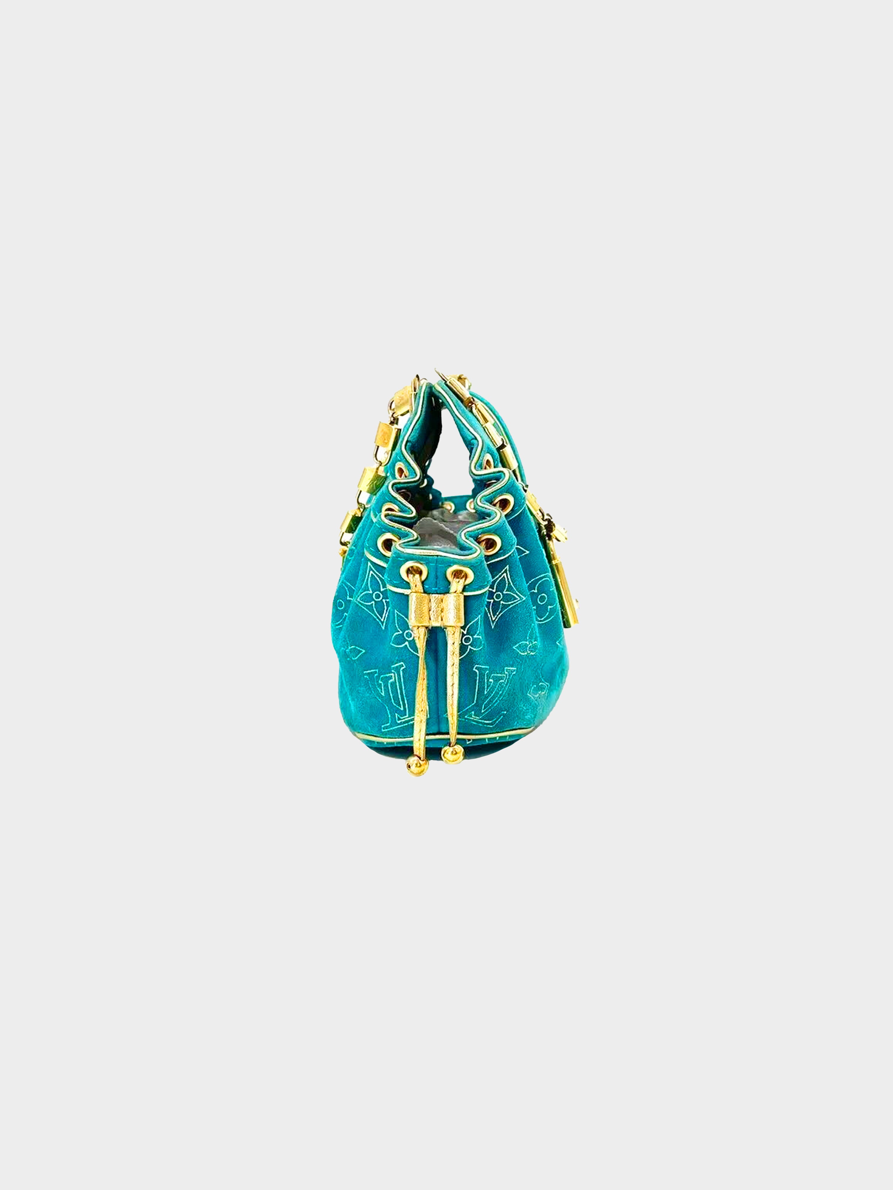 Louis Vuitton Turquoise and Gold Monogram Handbag