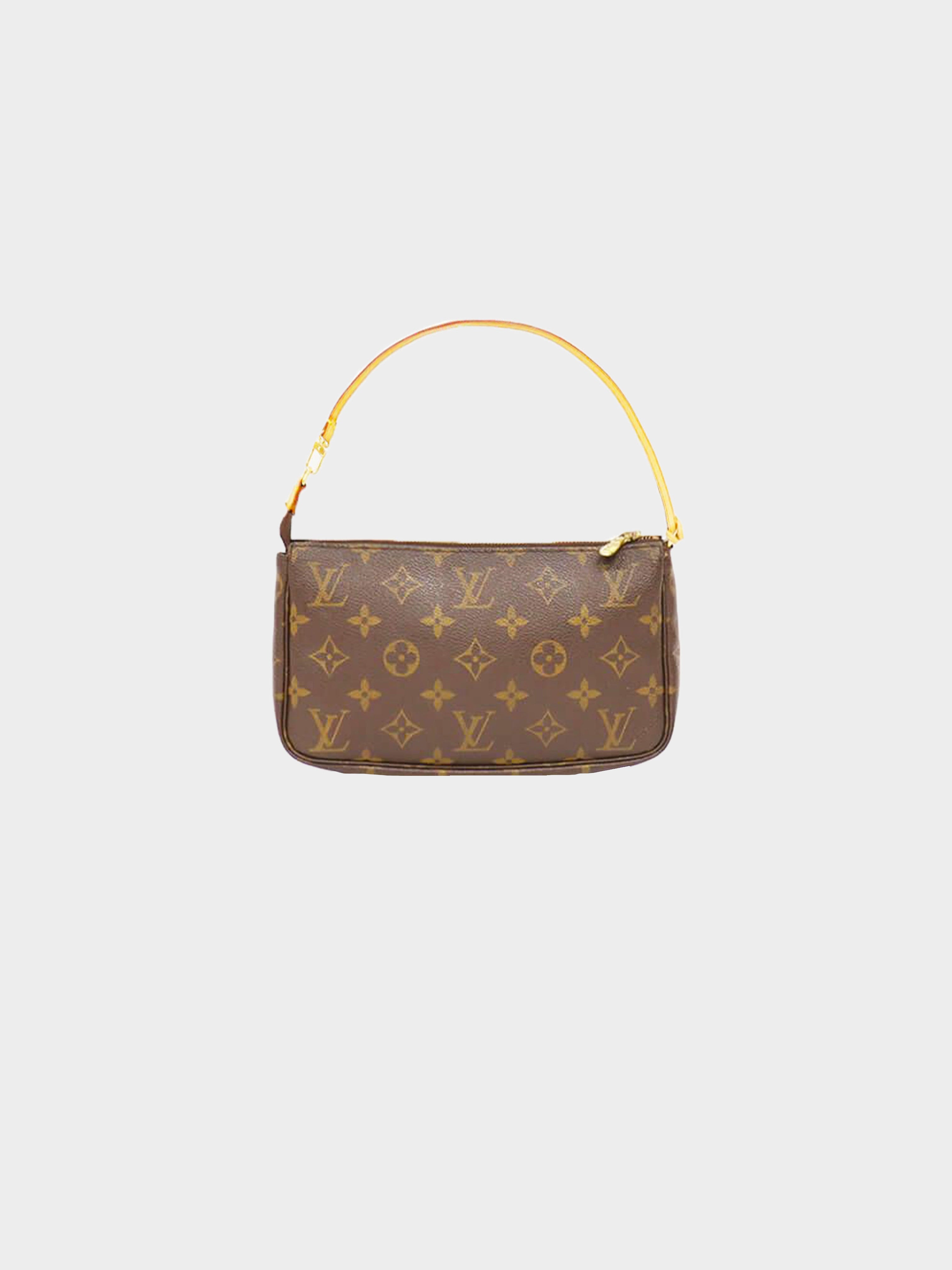 Louis Vuitton Brown Canvas Monogram Pochette Accessoires Long Strap bag  Louis Vuitton