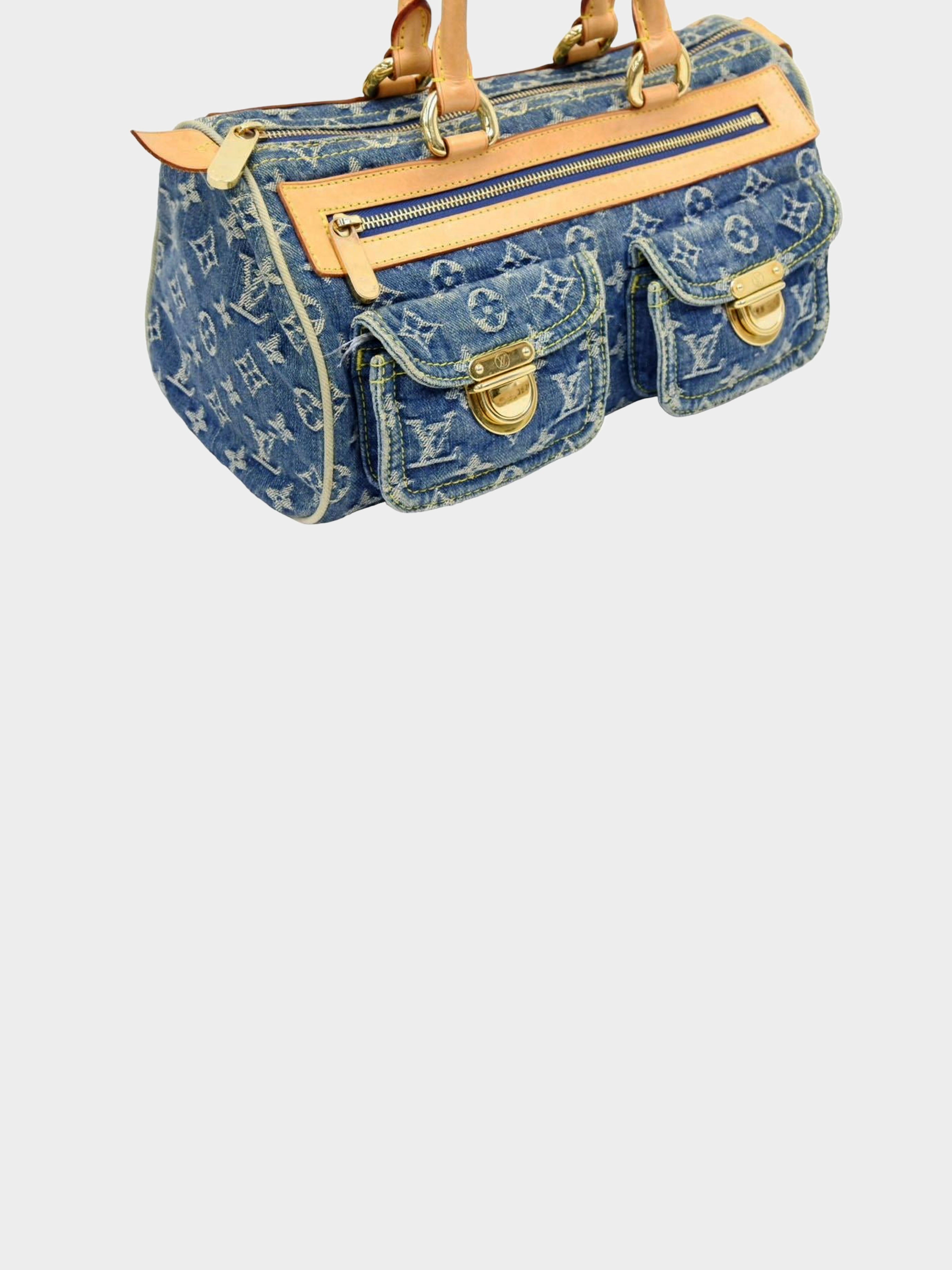 LOUIS VUITTON Blue Denim Monogram Neo Speedy Satchel Bag