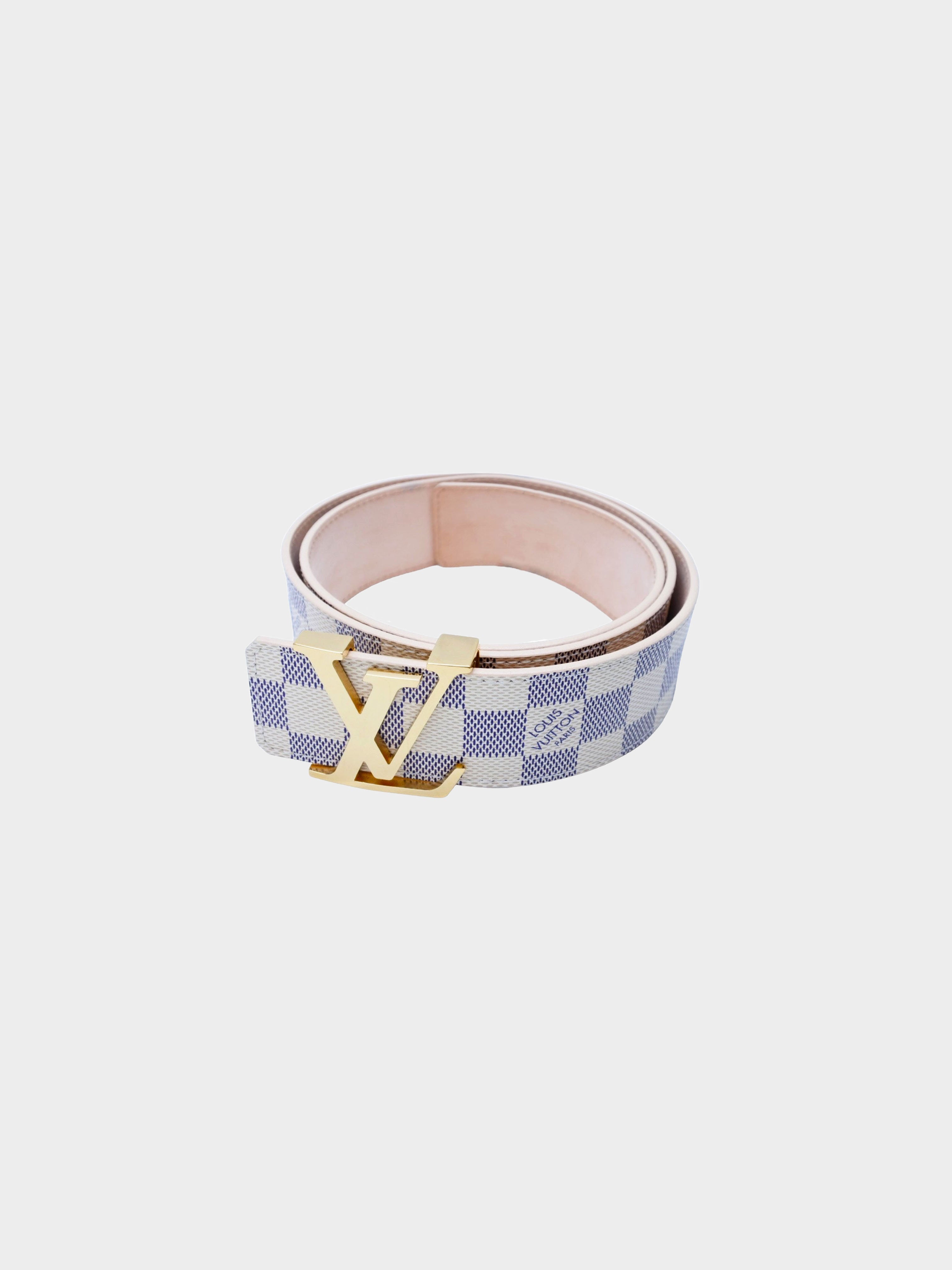 Louis Vuitton Belt Initiales Damier Azur Blue/White in Canvas with