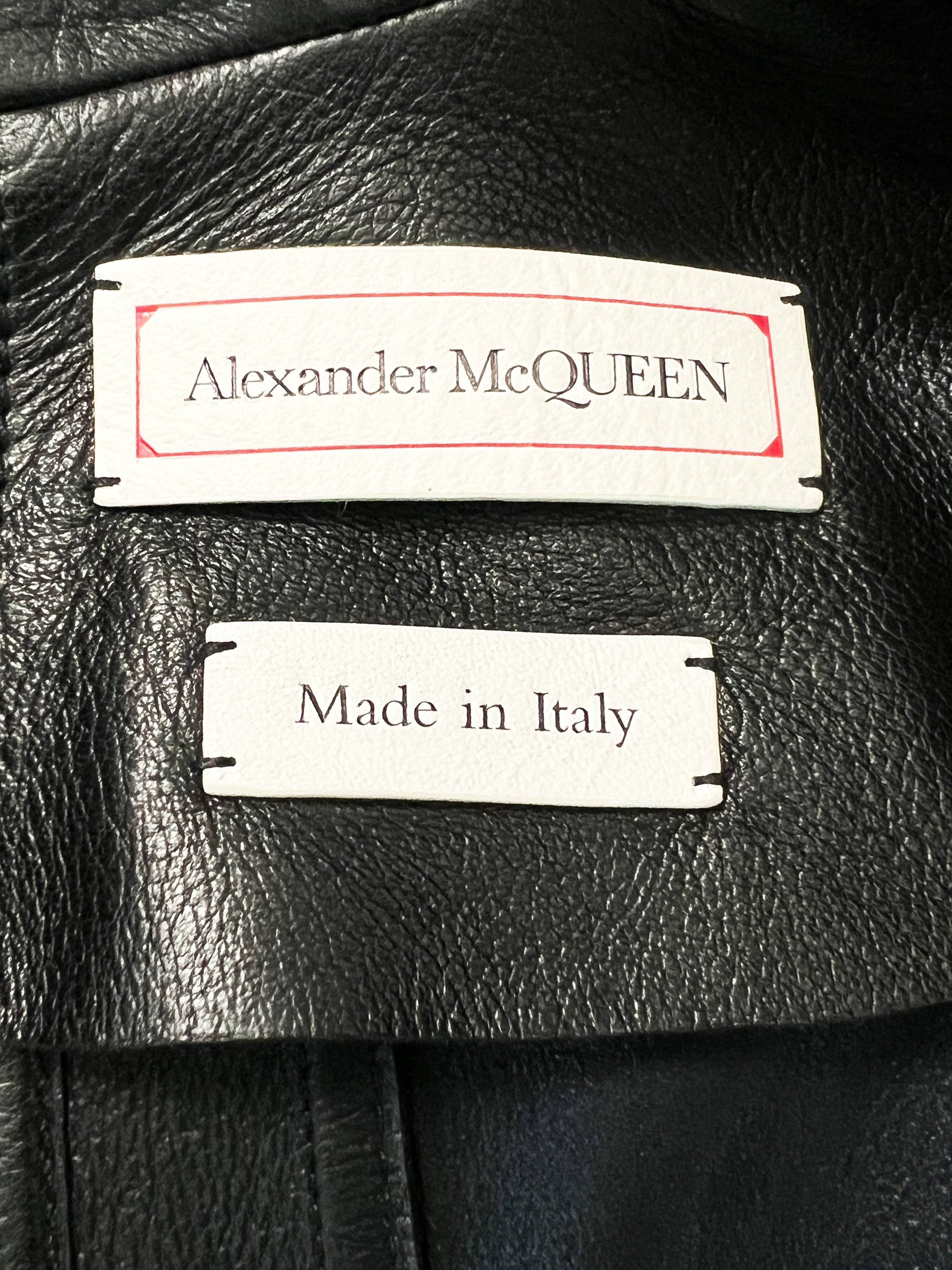 Alexander McQueen 2020s Lace Sleeve Leather Blazer