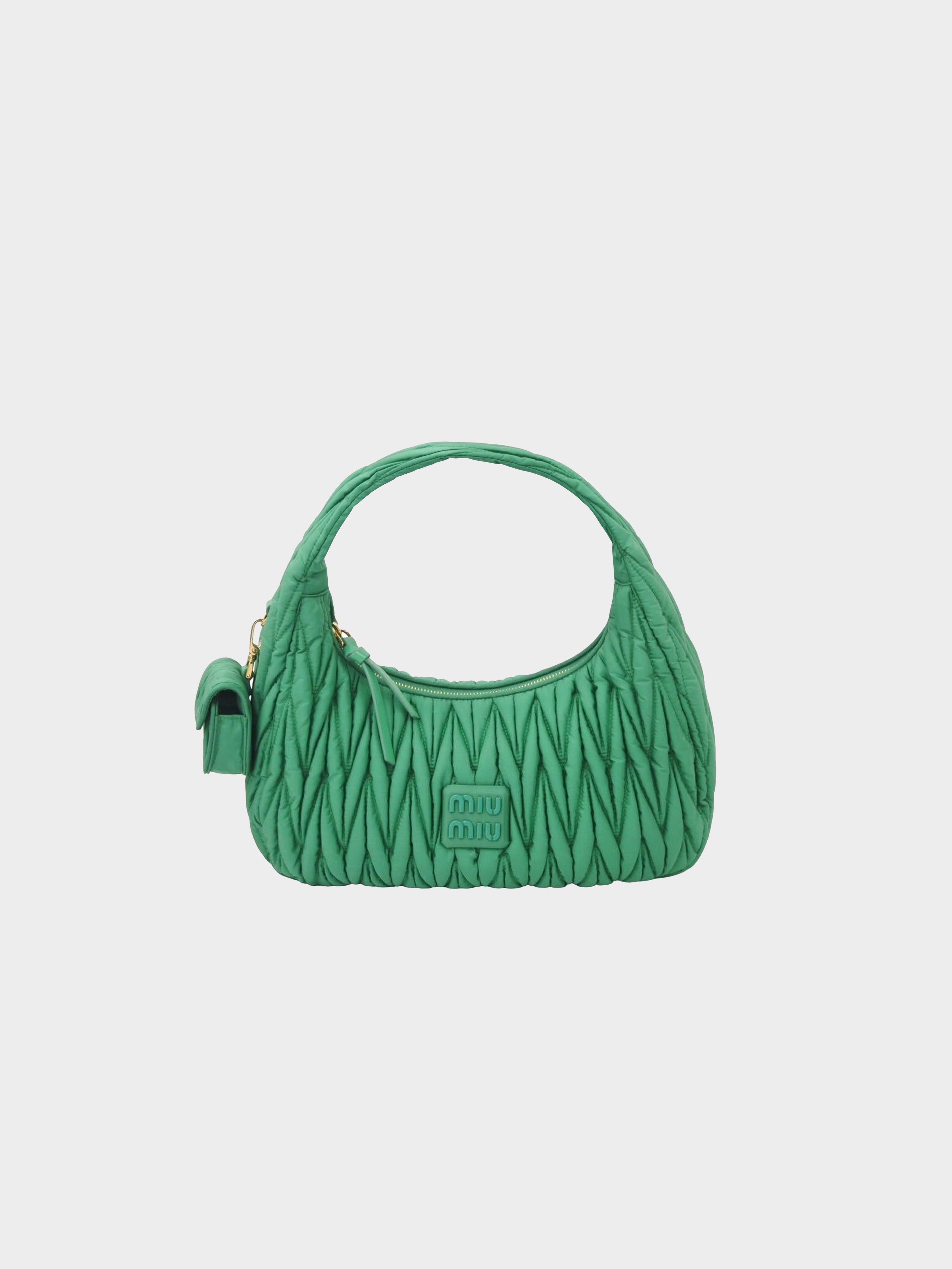 Miu Miu 2020s Green Pleated Re-Nylon Bag