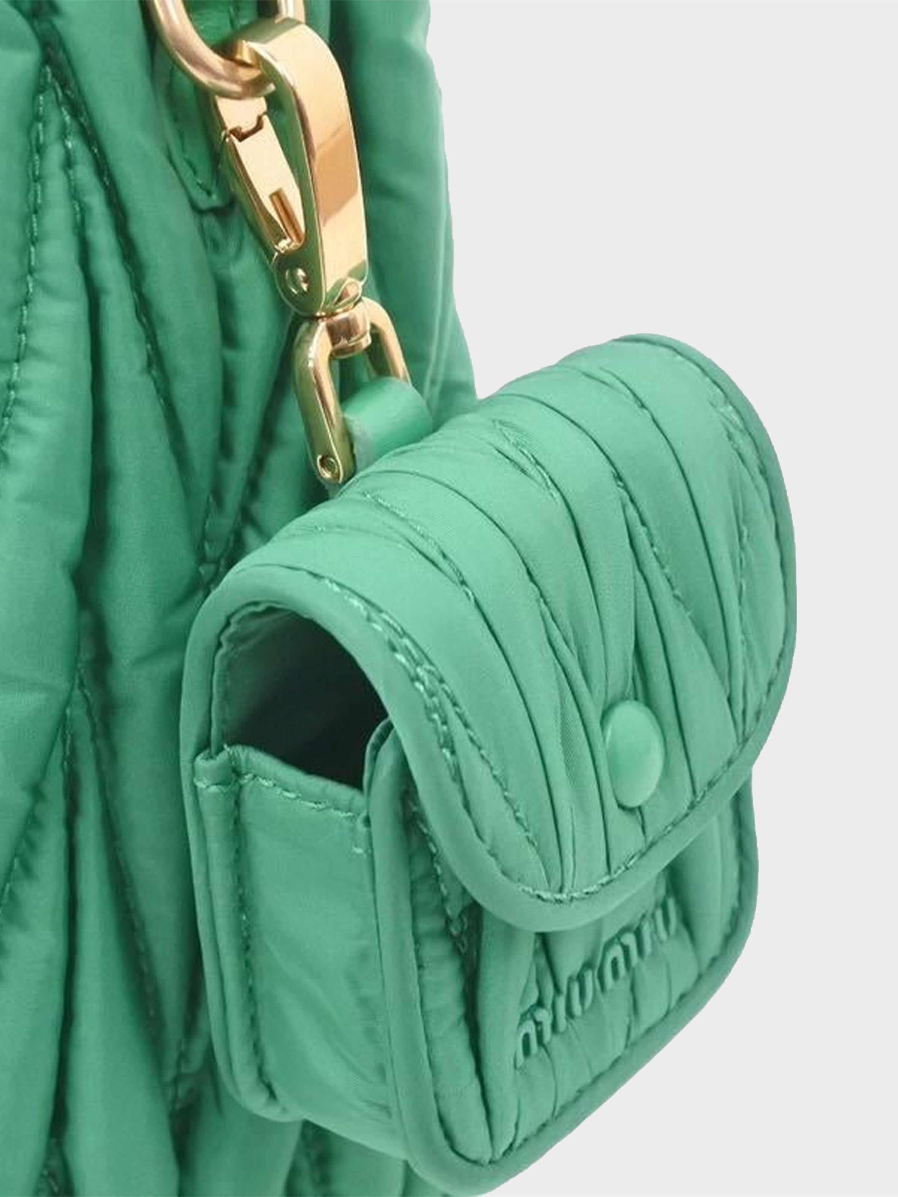 Miu Miu 2020s Green Pleated Re-Nylon Bag