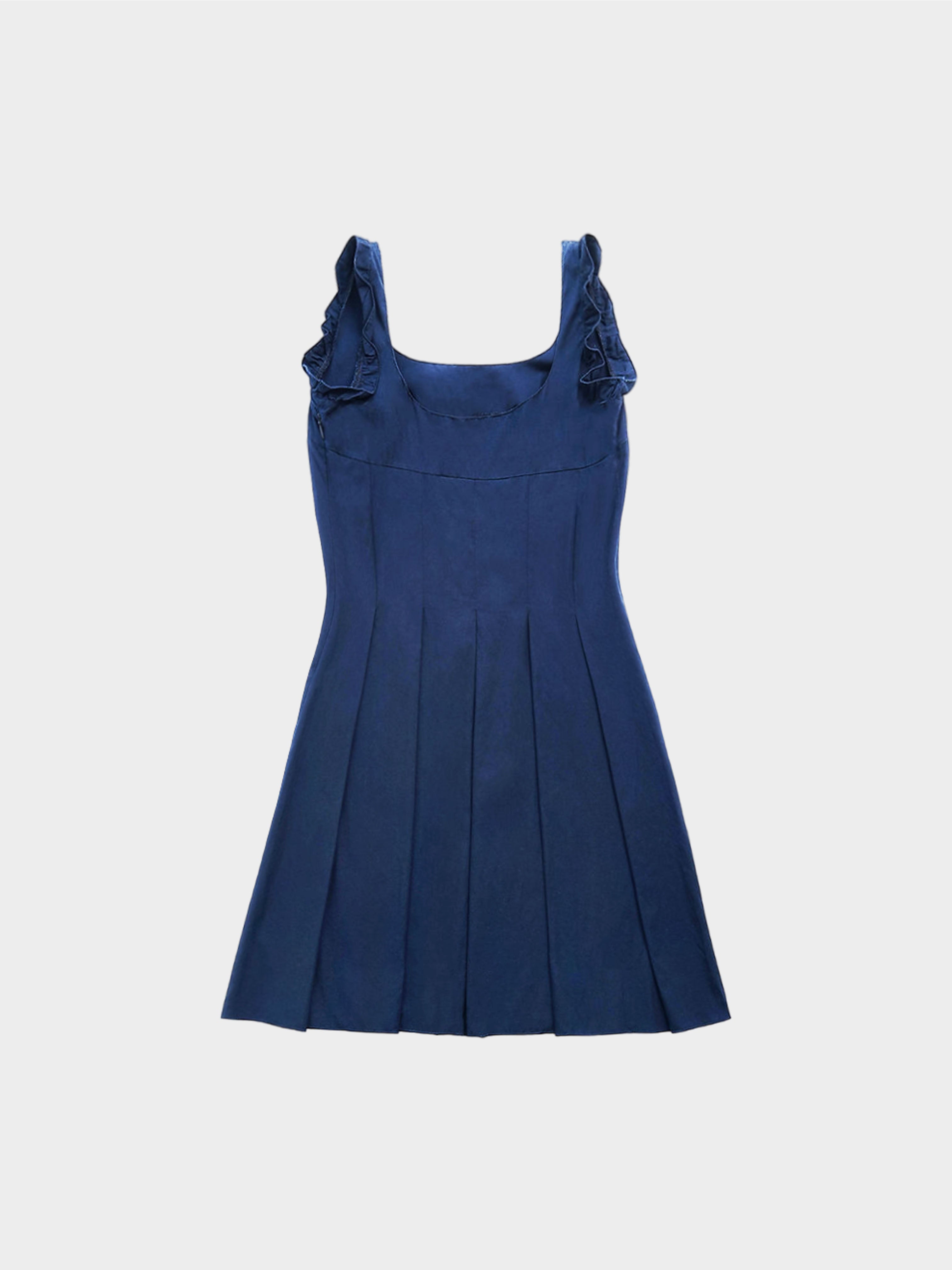 Miu Miu SS 1999 Navy Back Pleated Runway Dress